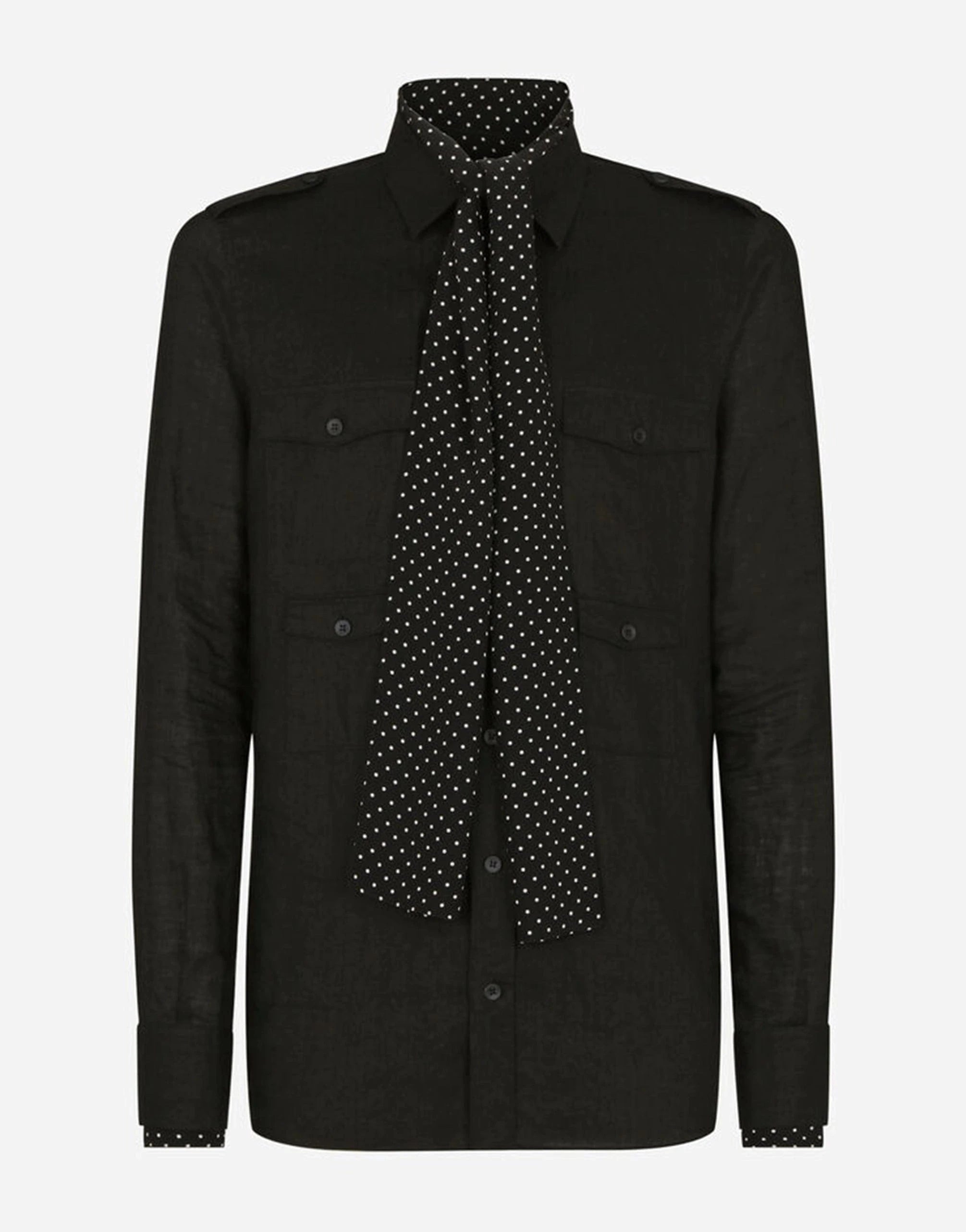 Dolce & Gabbana Linen Shirt With Silk Scarf