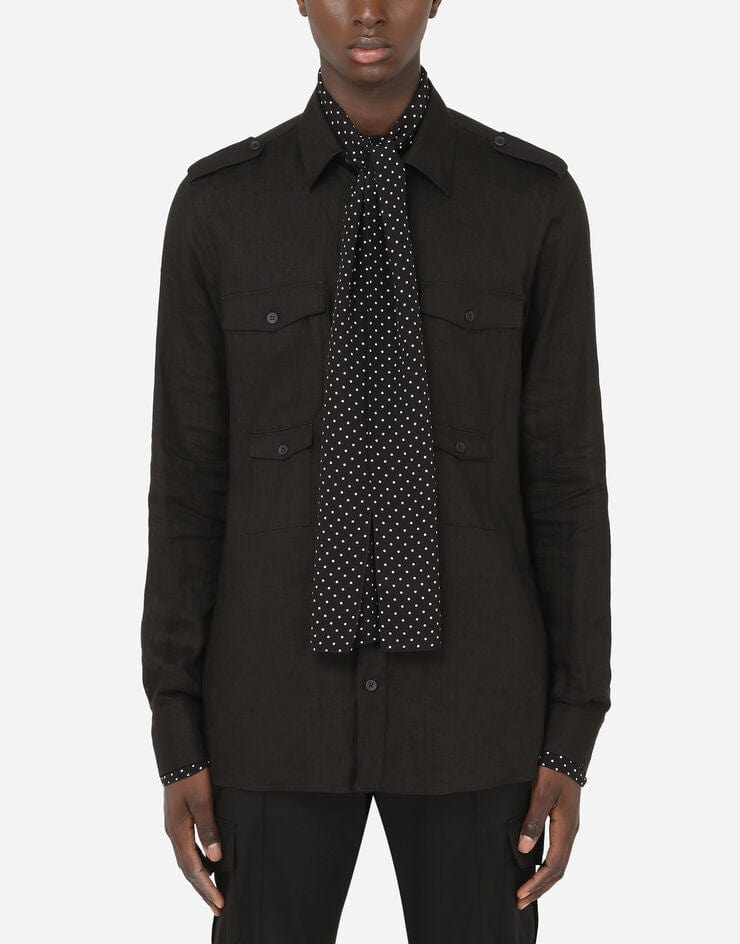 Dolce & Gabbana Linen Shirt With Silk Scarf