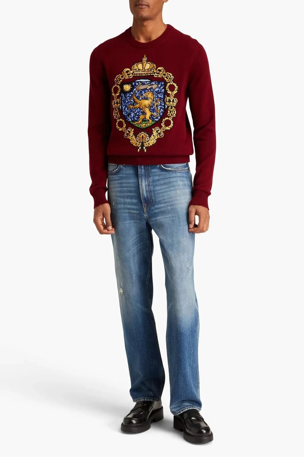 Dolce & Gabbana Lion Embroidery Cashmere Sweater