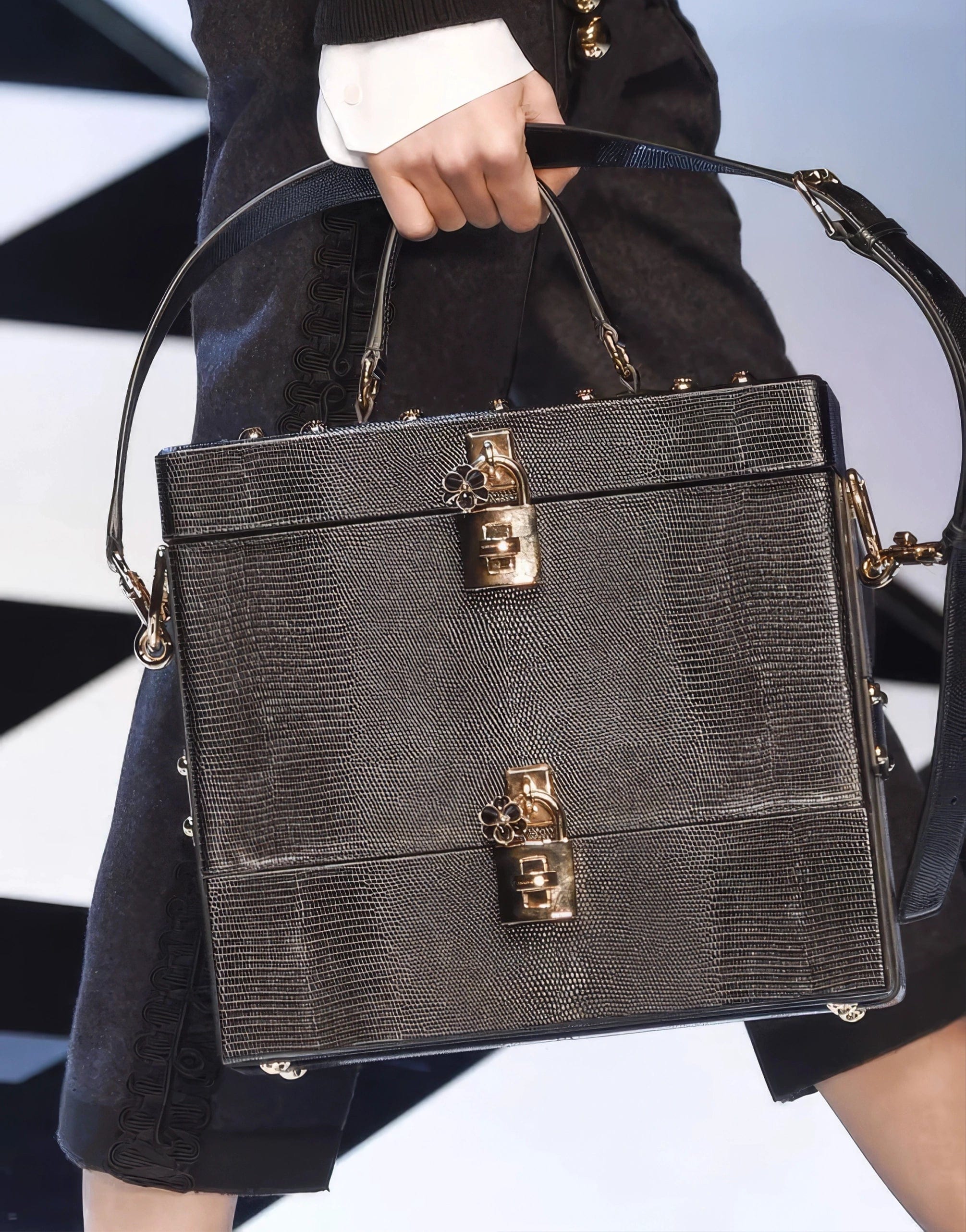 Dolce & Gabbana Lizard Embossed Dolce Box Bag