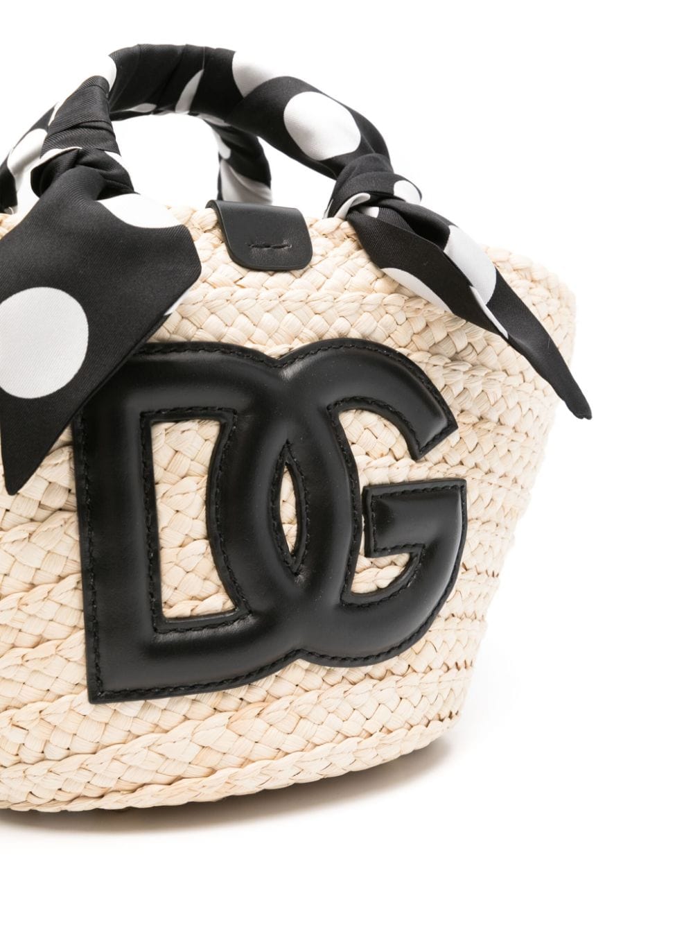 Dolce & Gabbana Logo-Appliqué Straw Bucket Bag