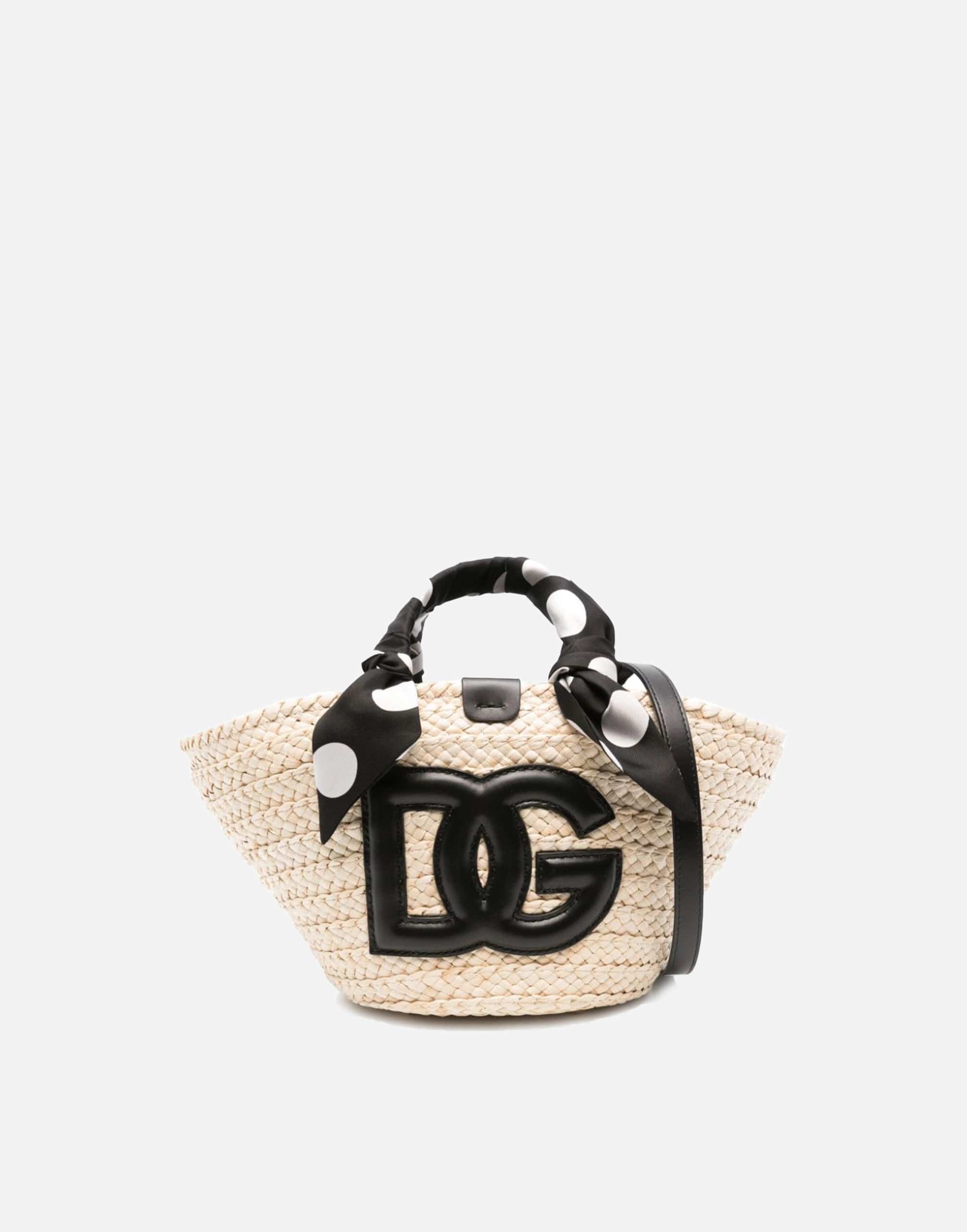 Dolce & Gabbana Logo-Appliqué Straw Bucket Bag