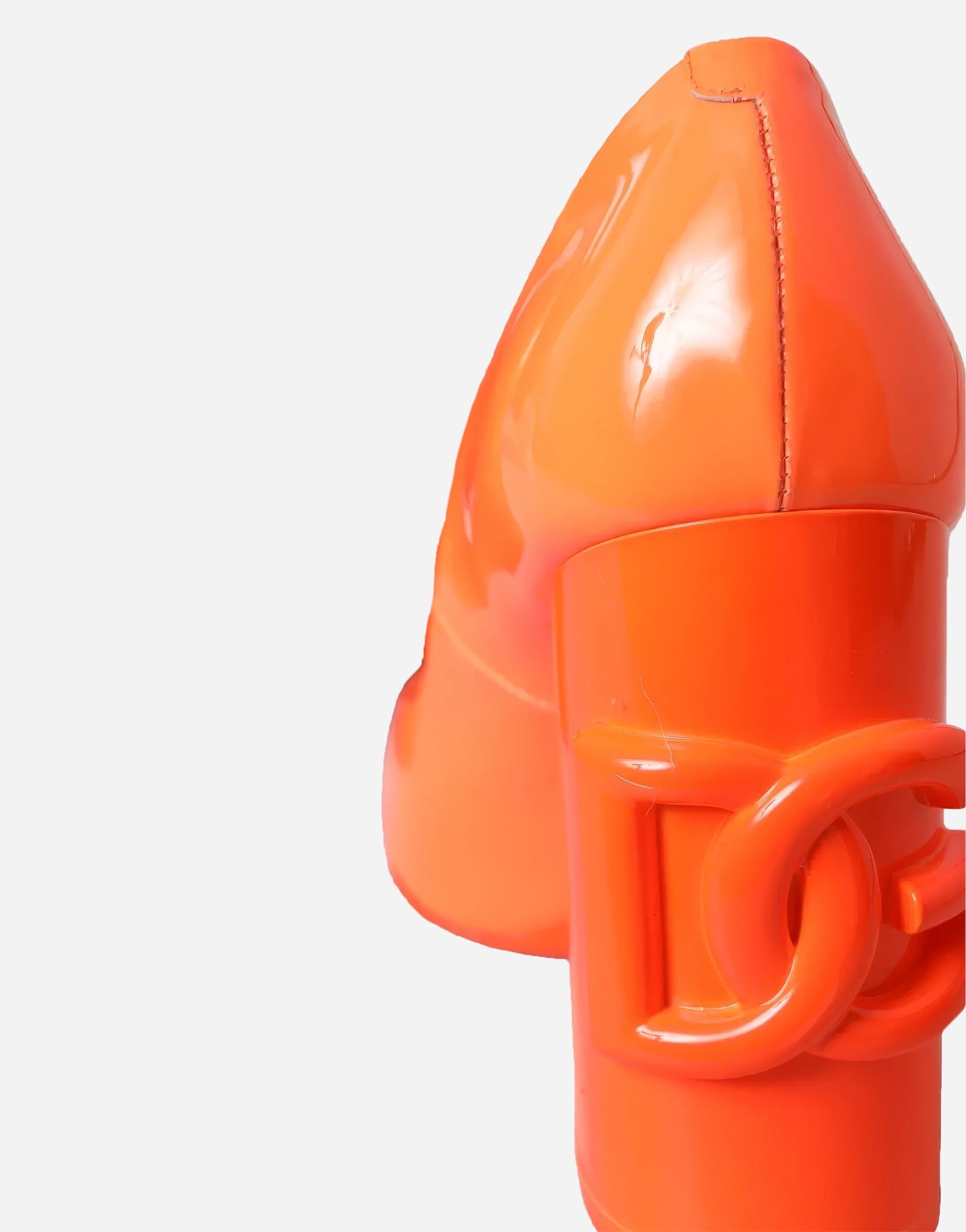 Dolce & Gabbana Orange Patent Leather Logo Heels Pumps Shoes