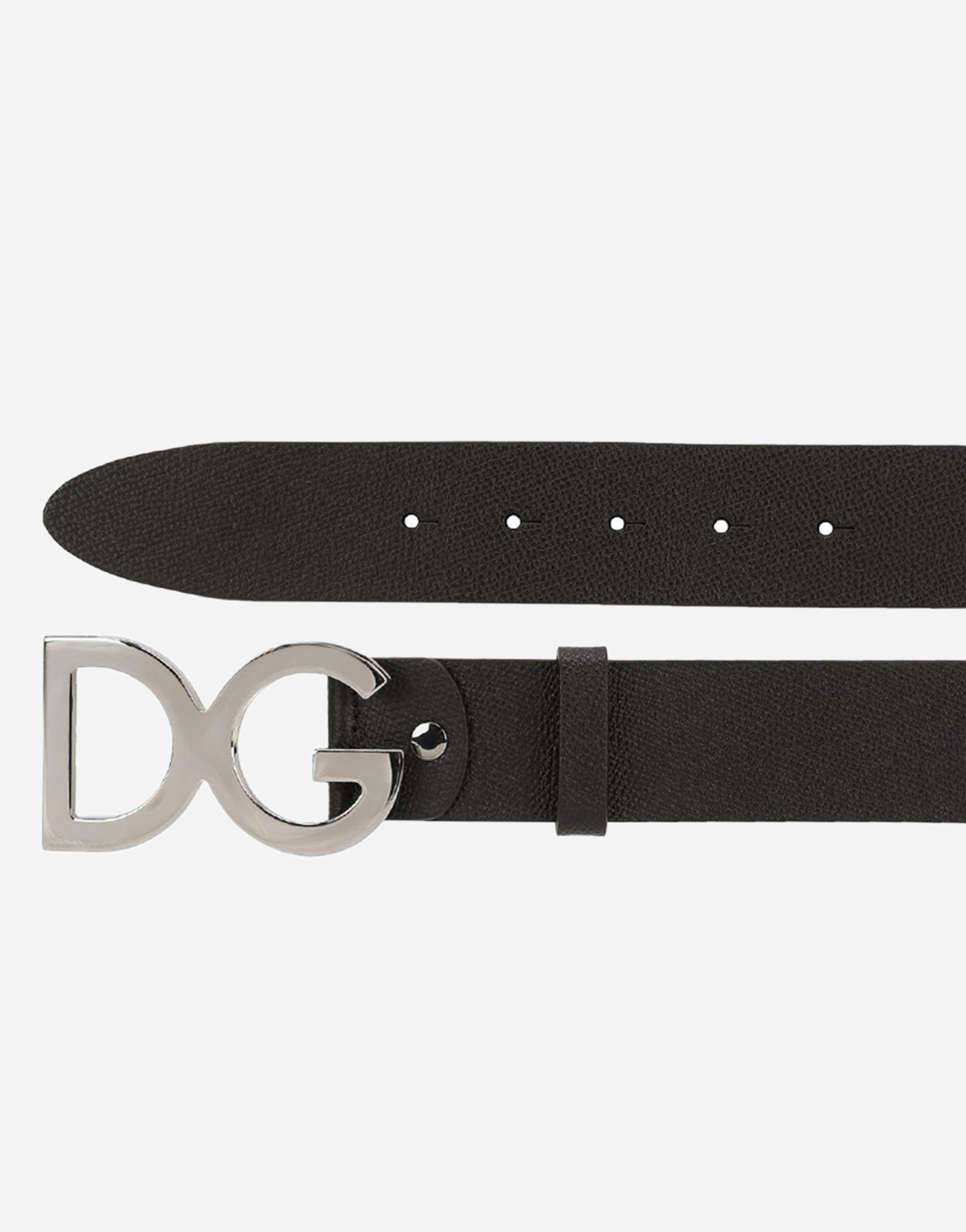 Dolce & Gabbana logo-buckle leather-trim belt