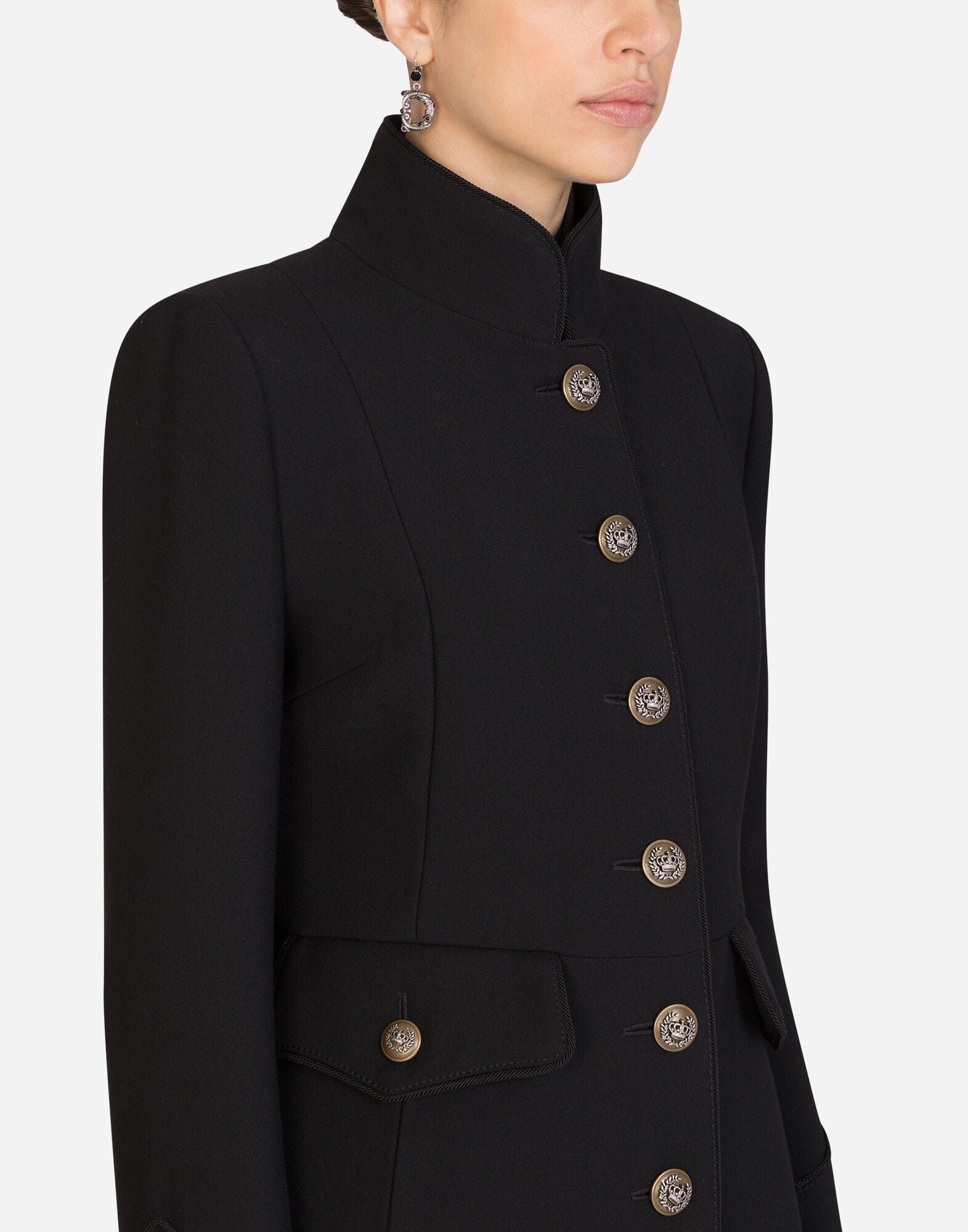 Dolce & Gabbana Logo Button Wool-Blend Coat
