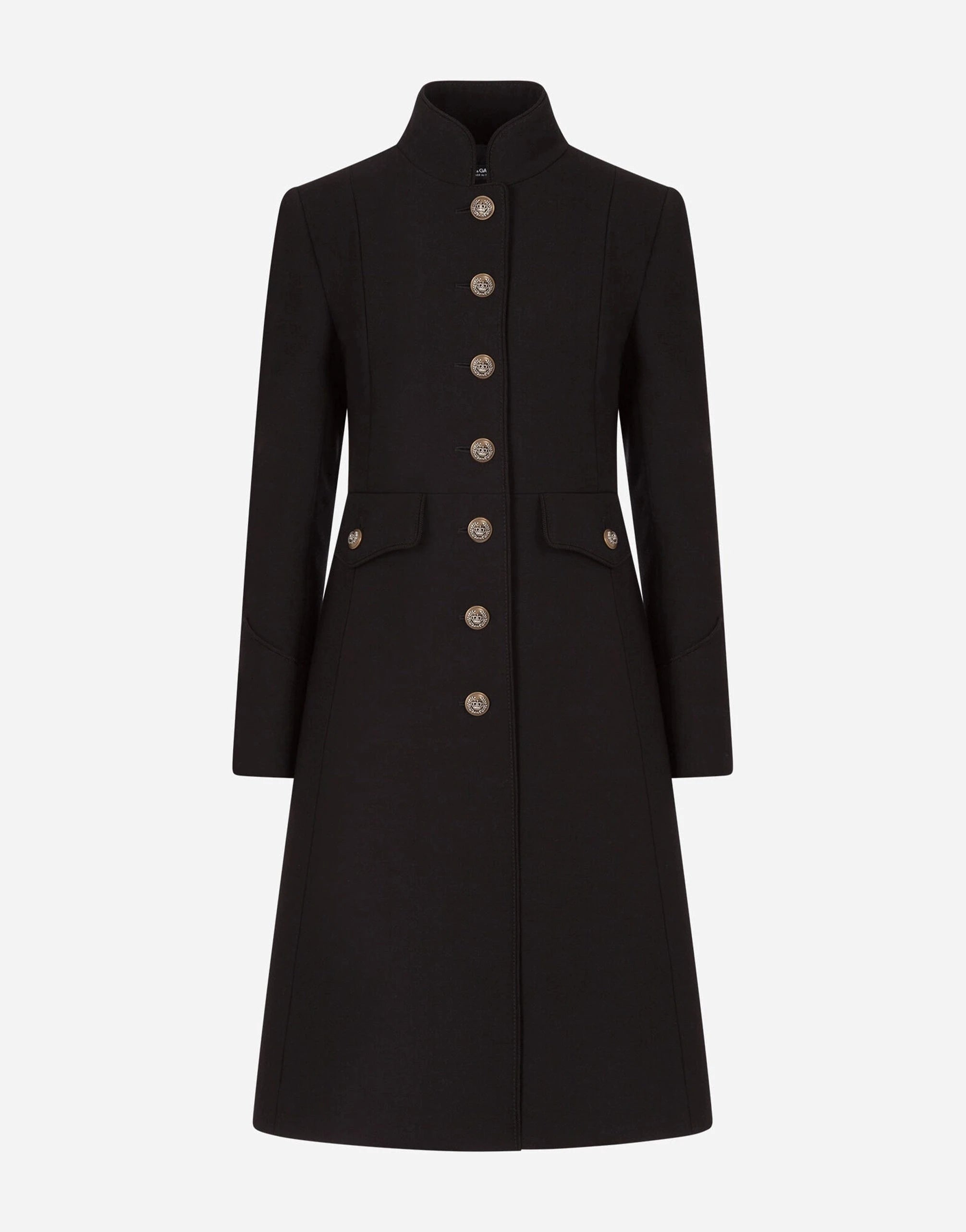 Manteau en laine mélangée à boutons logo Dolce & Gabbana