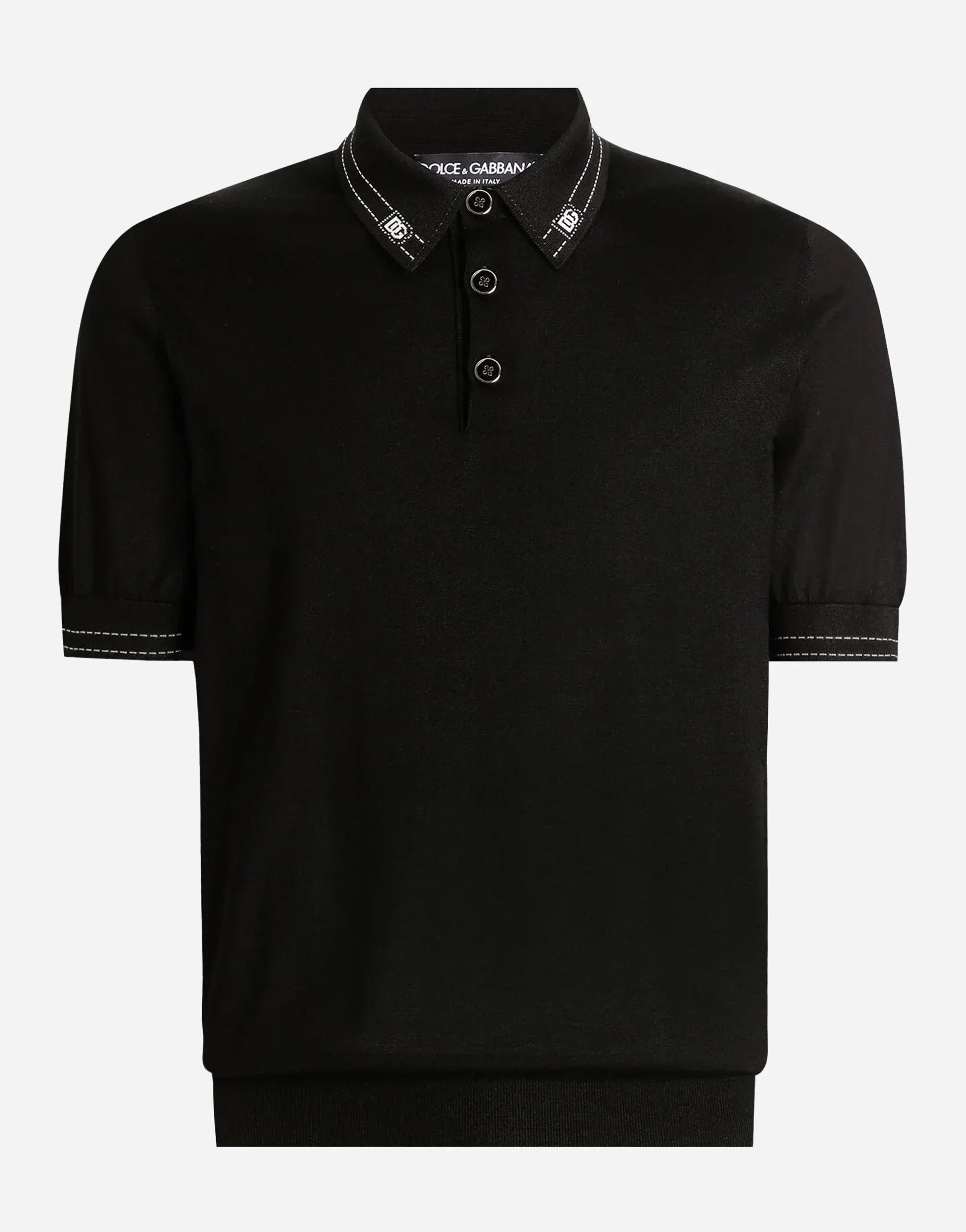 Dolce & Gabbana Logo-Collar Silk Polo Shirt