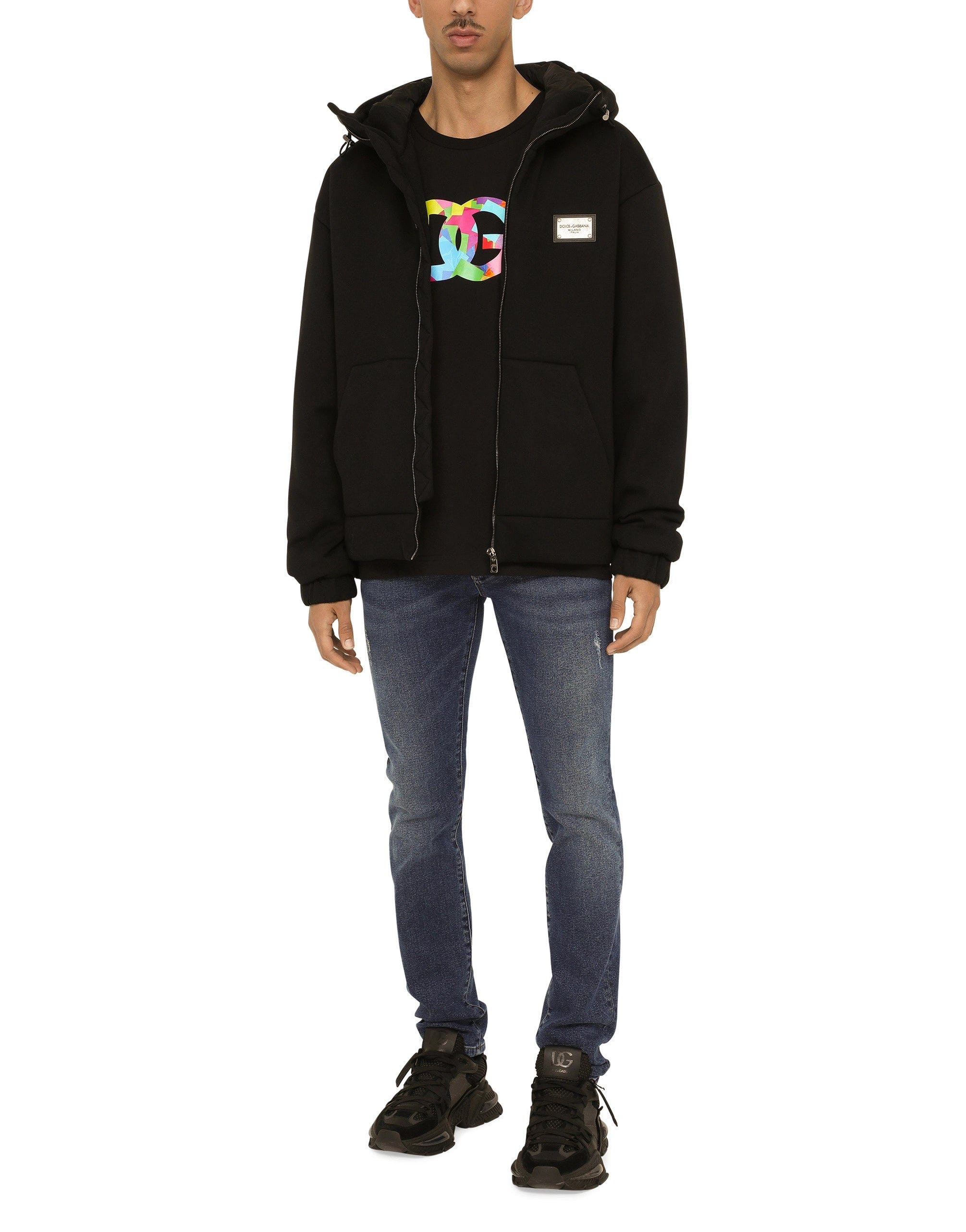 Dolce & Gabbana Logo Cotton Hooded Bomber Jacket