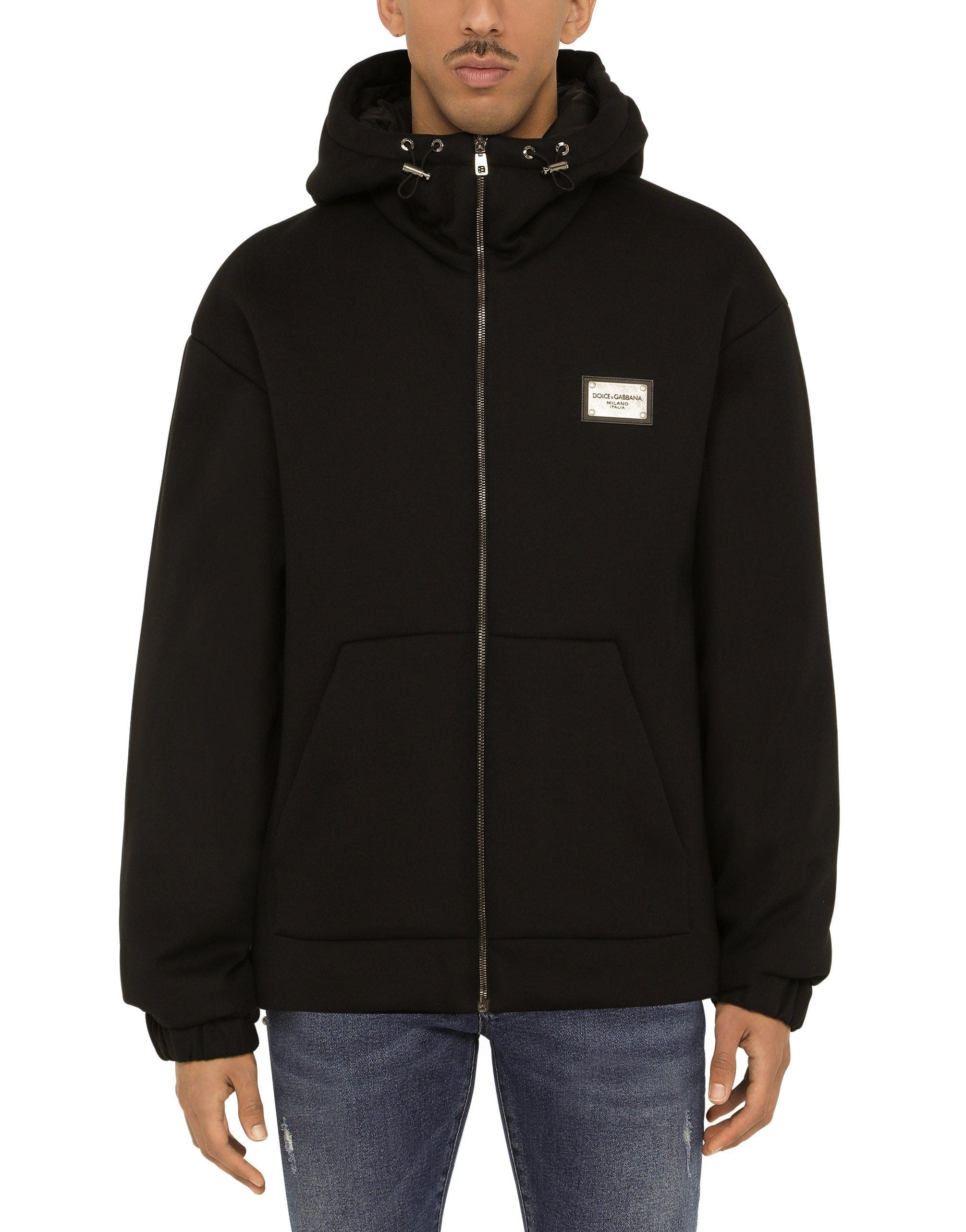 Dolce & Gabbana Logo Cotton Hooded Bomber Jacket