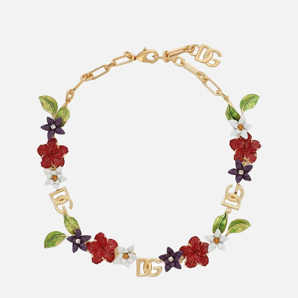 め14● DOLCE & GABBANA フラワーモチーフ ネックレス Dolce & Gabbana Logo-Detail Floral Necklace | Sendegaro FR