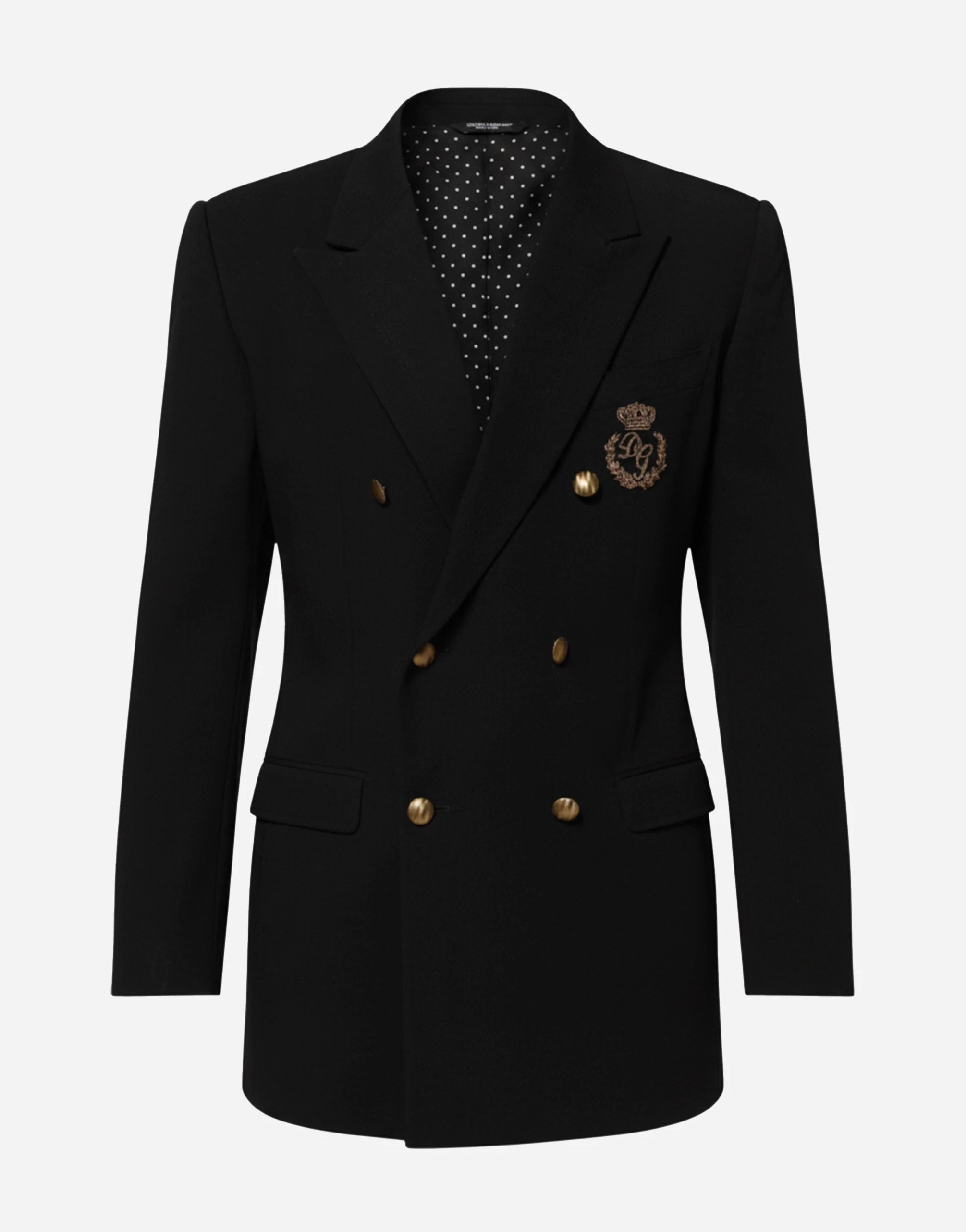 Dolce & Gabbana Logo-Embroidered Double-Breasted Wool Blazer