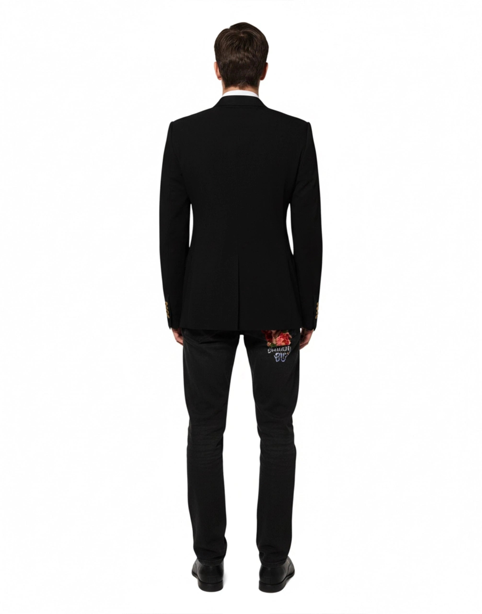 Dolce & Gabbana Logo-Embroidered Double-Breasted Wool Blazer