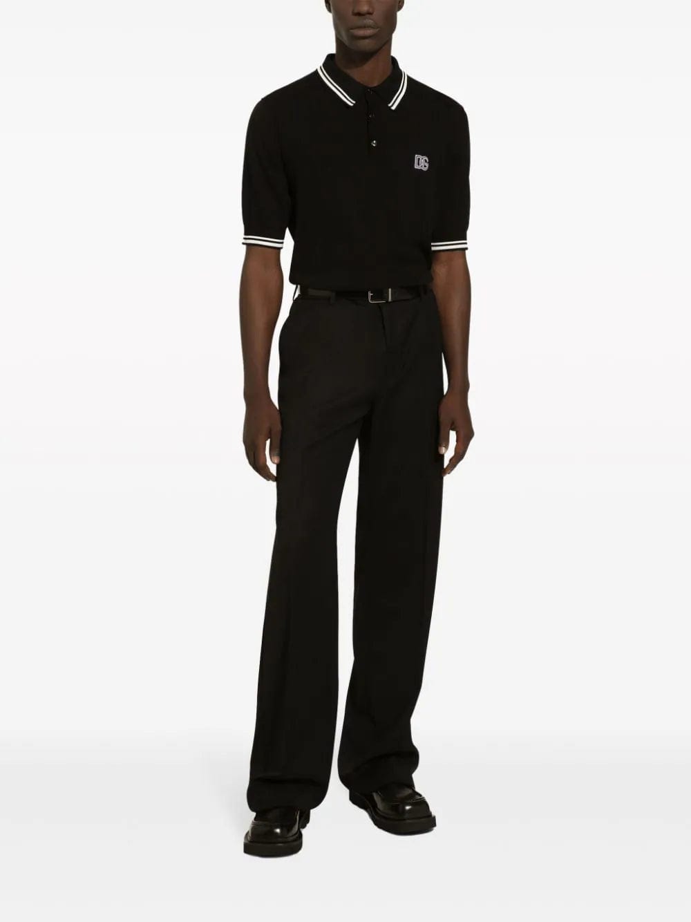 Dolce & Gabbana Logo-Embroidered Stripe Polo Shirt