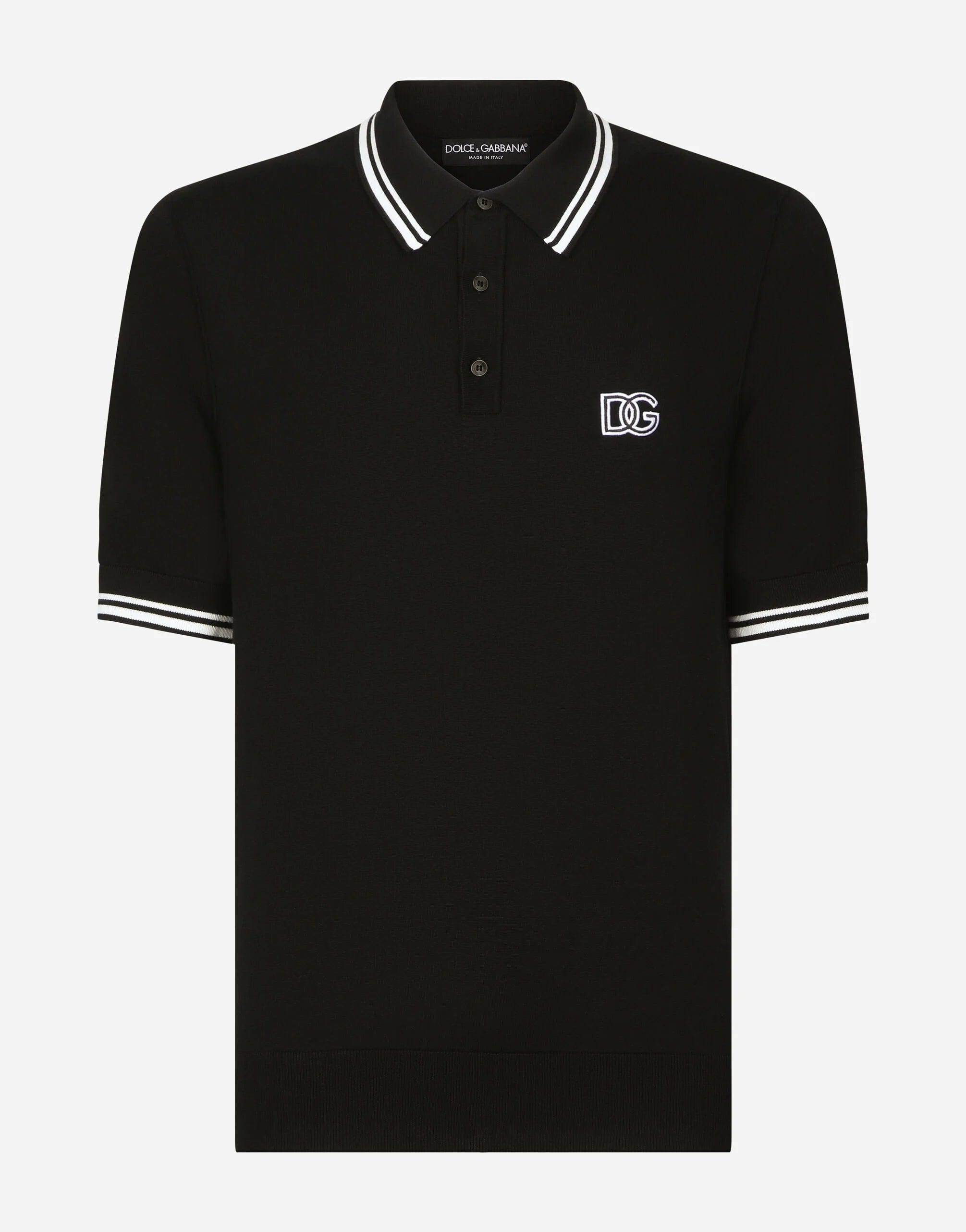 Dolce & Gabbana Logo-Embroidered Stripe Polo Shirt