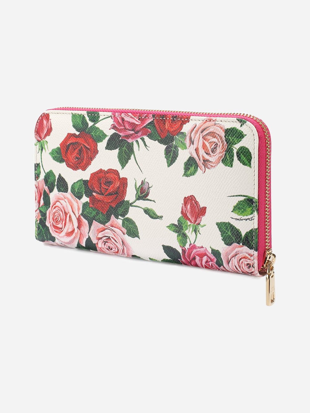 Dolce & Gabbana Logo Floral Zip Around Wallet