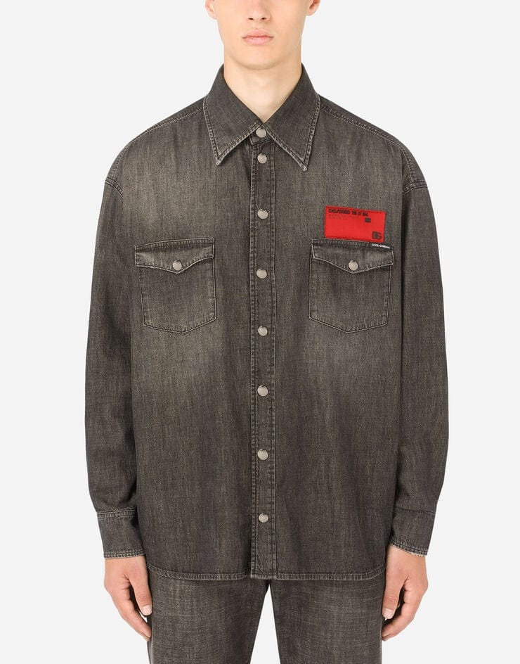 Dolce & Gabbana Logo-Patch Denim Shirt