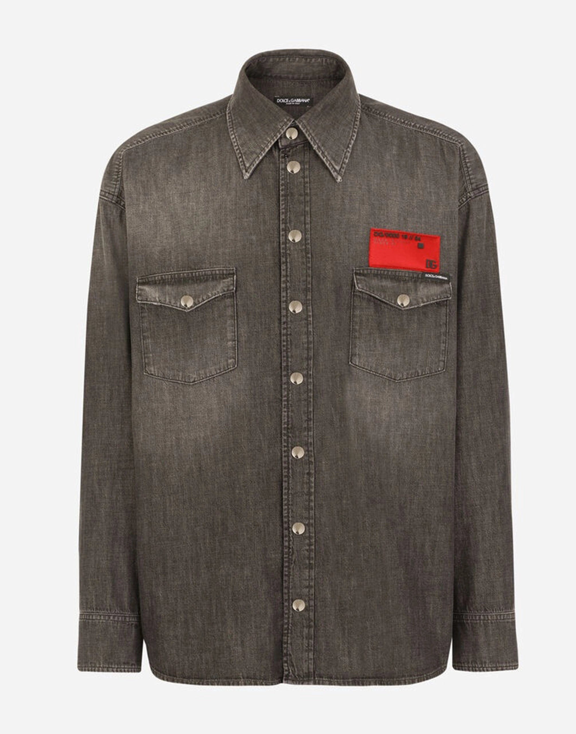 Dolce & Gabbana Logo-Patch Denim Shirt