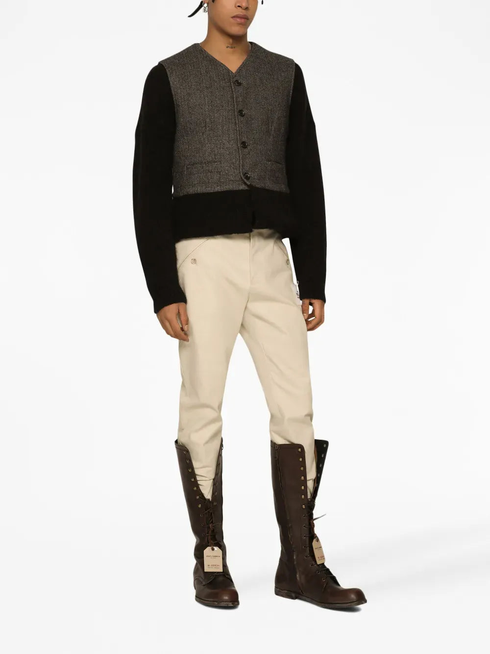 Dolce & Gabbana Dolce & Gabbana Logo-Patch High-Waisted Trousers