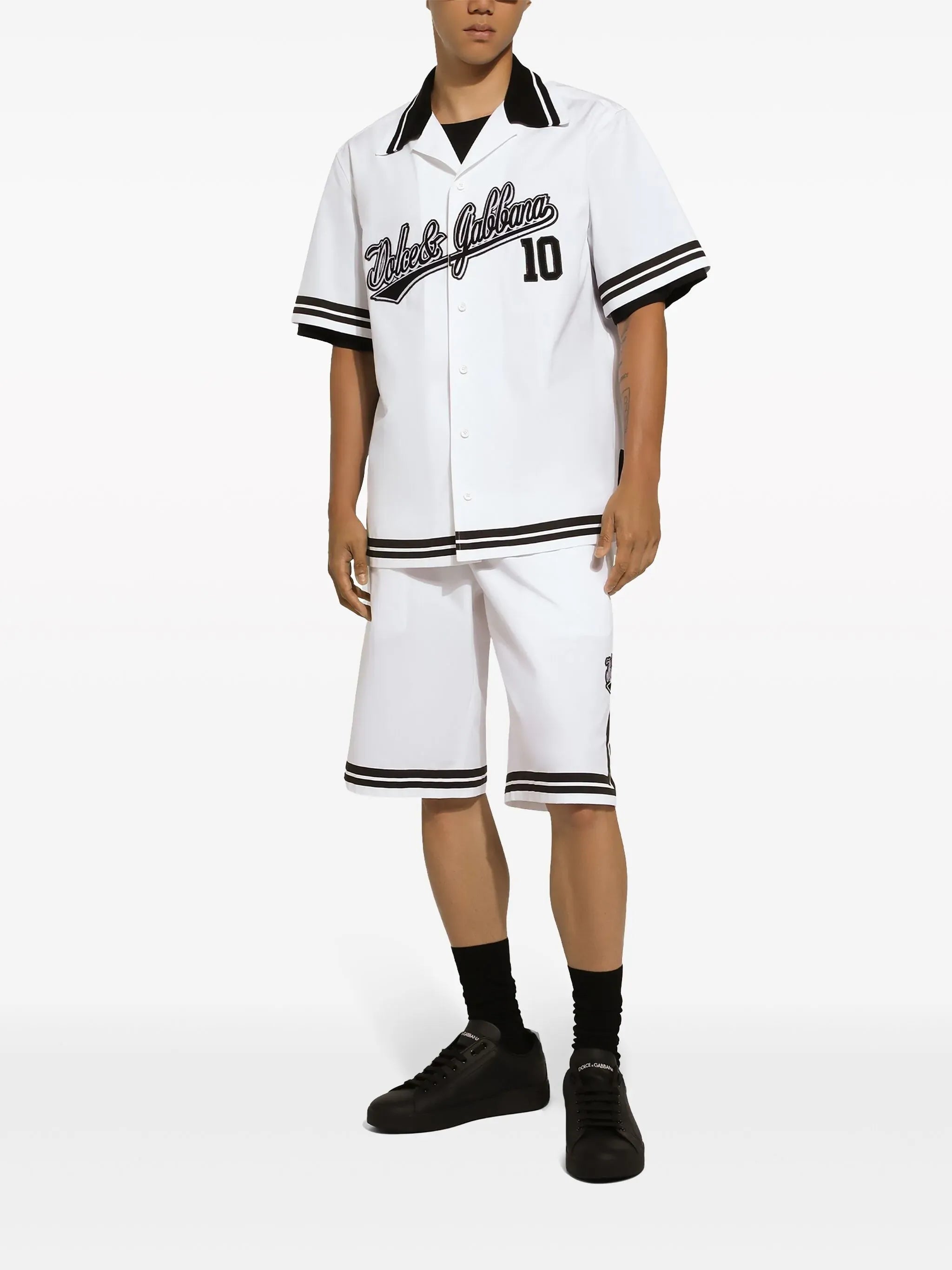 Dolce & Gabbana Logo-Patch Short-Sleeve Shirt - alternate view