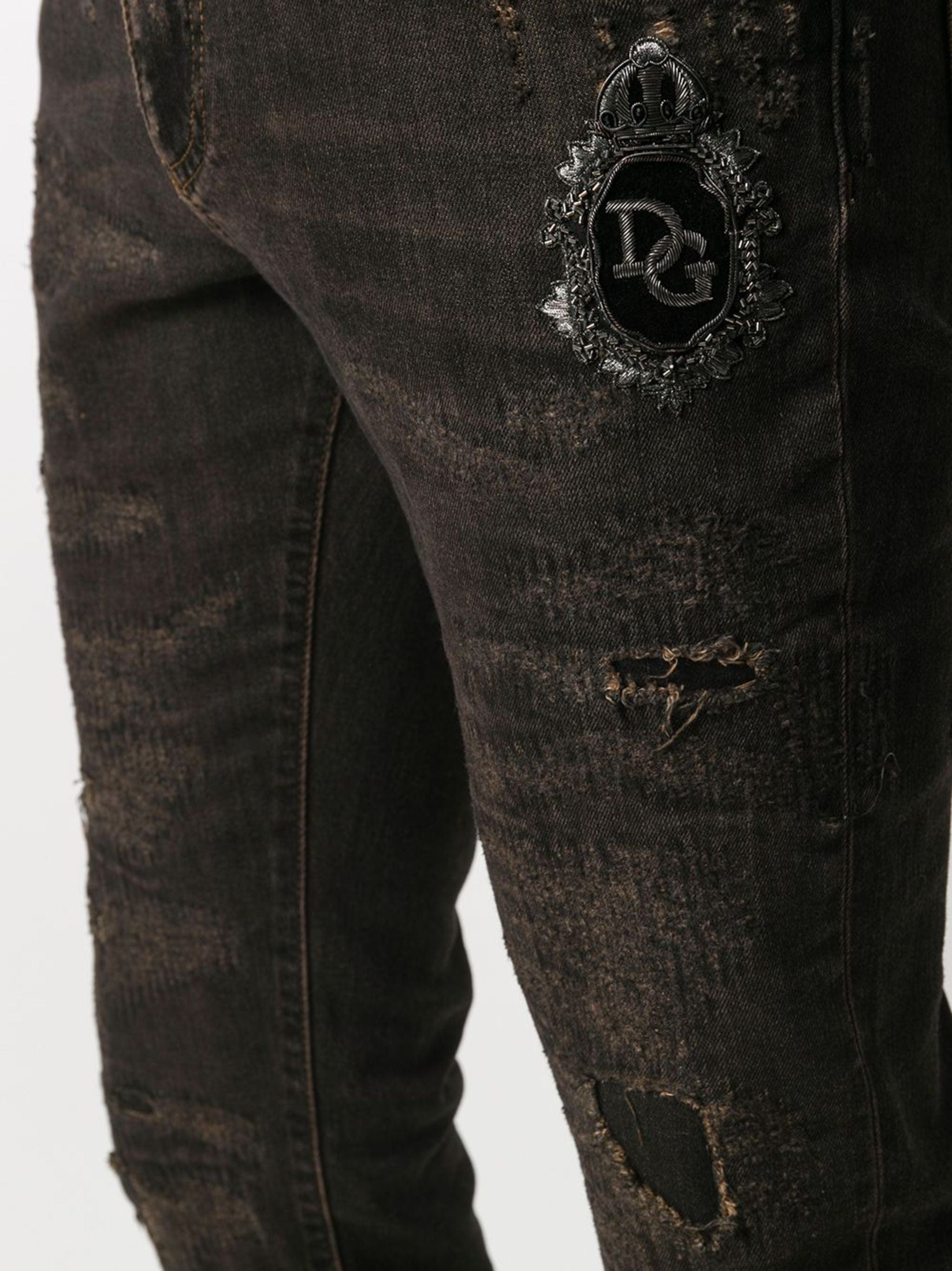 Dolce & Gabbana Logo-Patch Slim-Fit Jeans