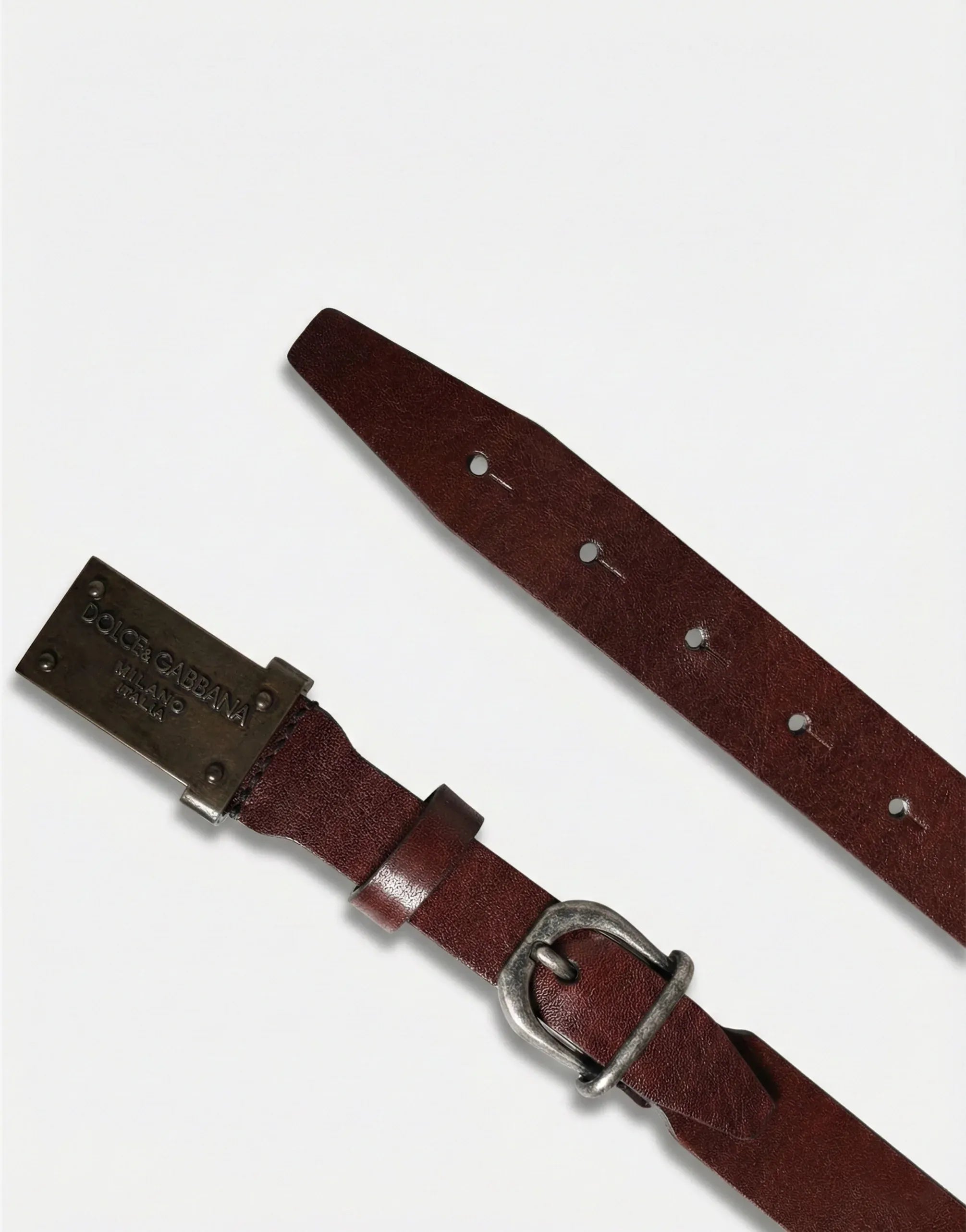 Dolce & Gabbana Logo Plaque Brown Leather Belt | Sendegaro