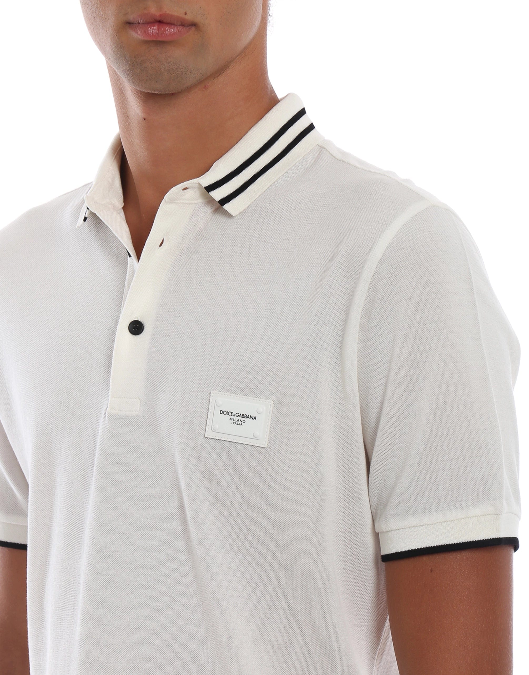 Dolce & Gabbana Logo plaque Cotton Polo Shirt