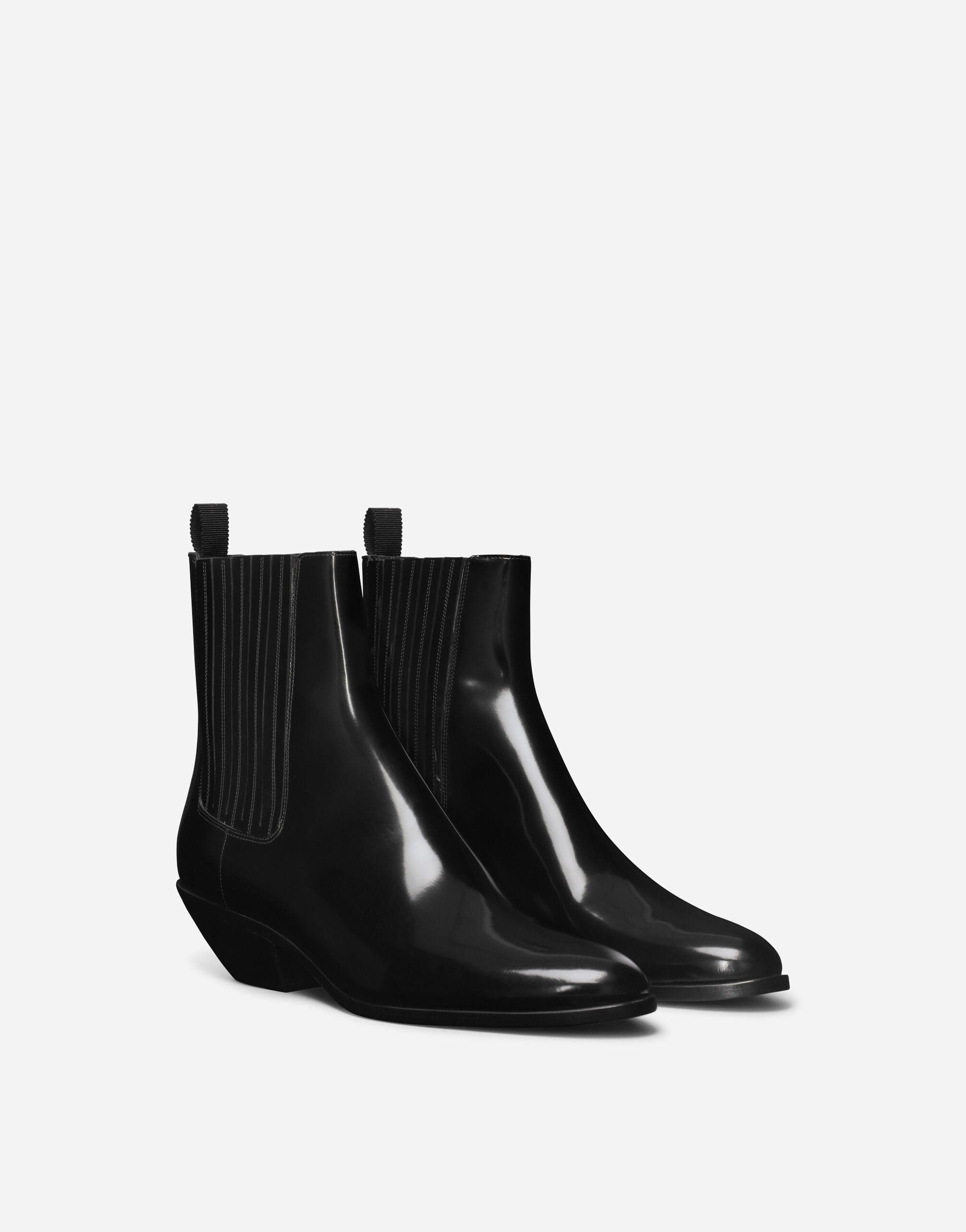 Dolce & Gabbana Logo-Plaque Leather Ankle Boots