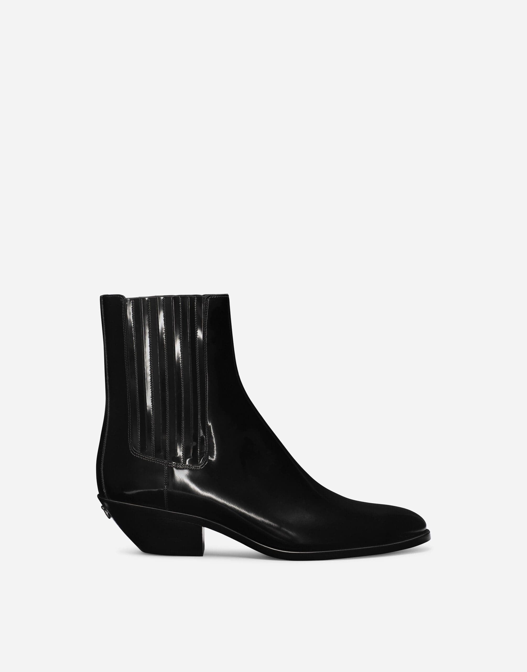 Dolce & Gabbana Logo-Plaque Leather Ankle Boots