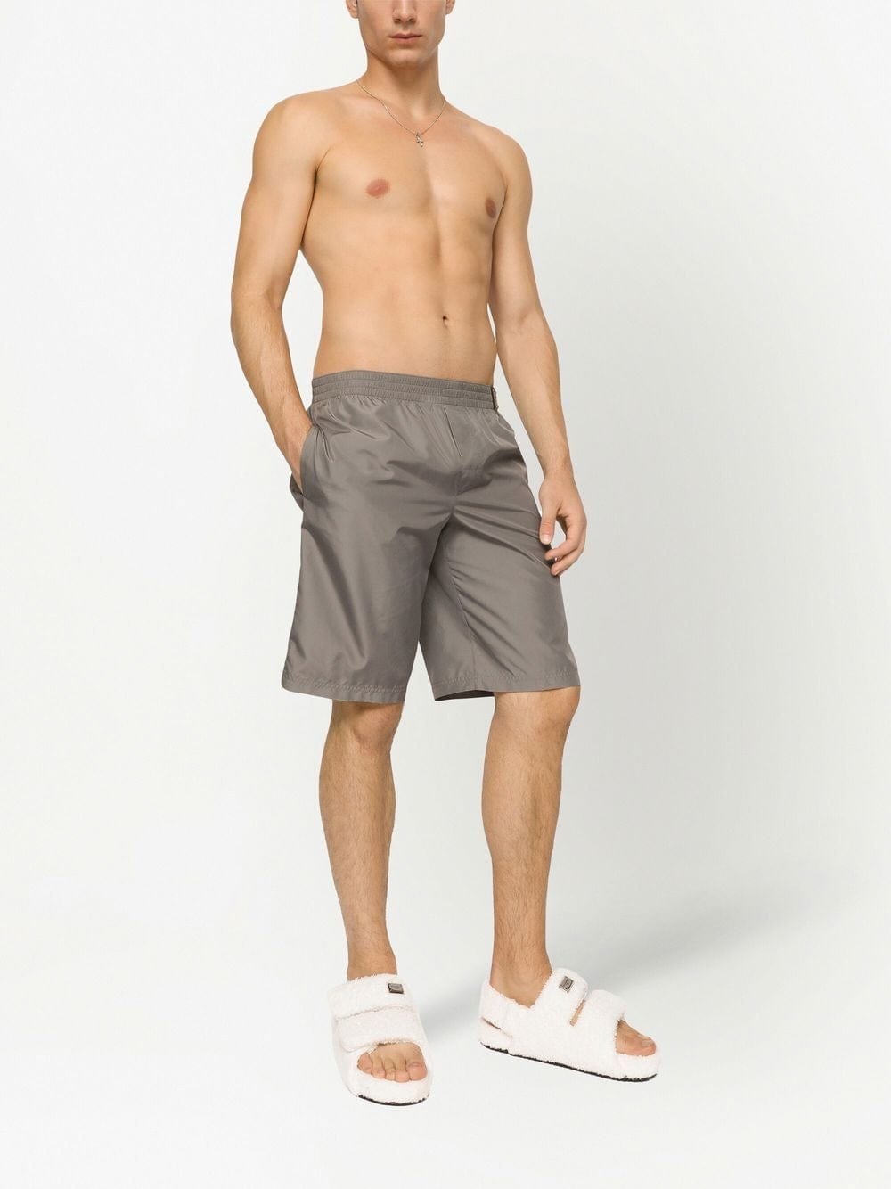 Dolce & Gabbana Logo Plaque Long-Leg Swim Trunks