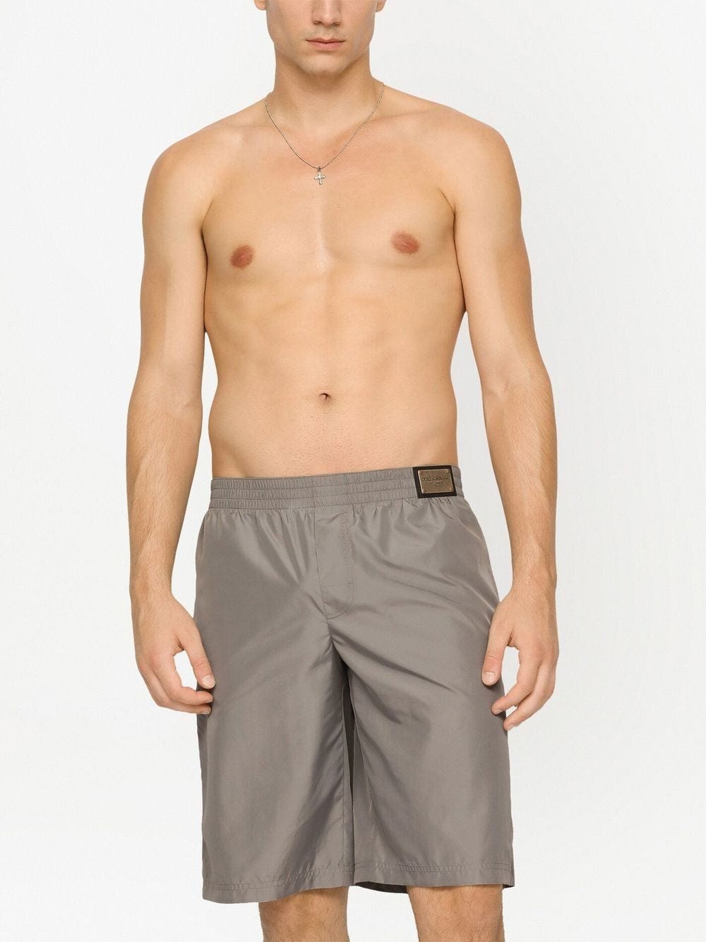 Dolce & Gabbana Logo Plaque Long-Leg Swim Trunks