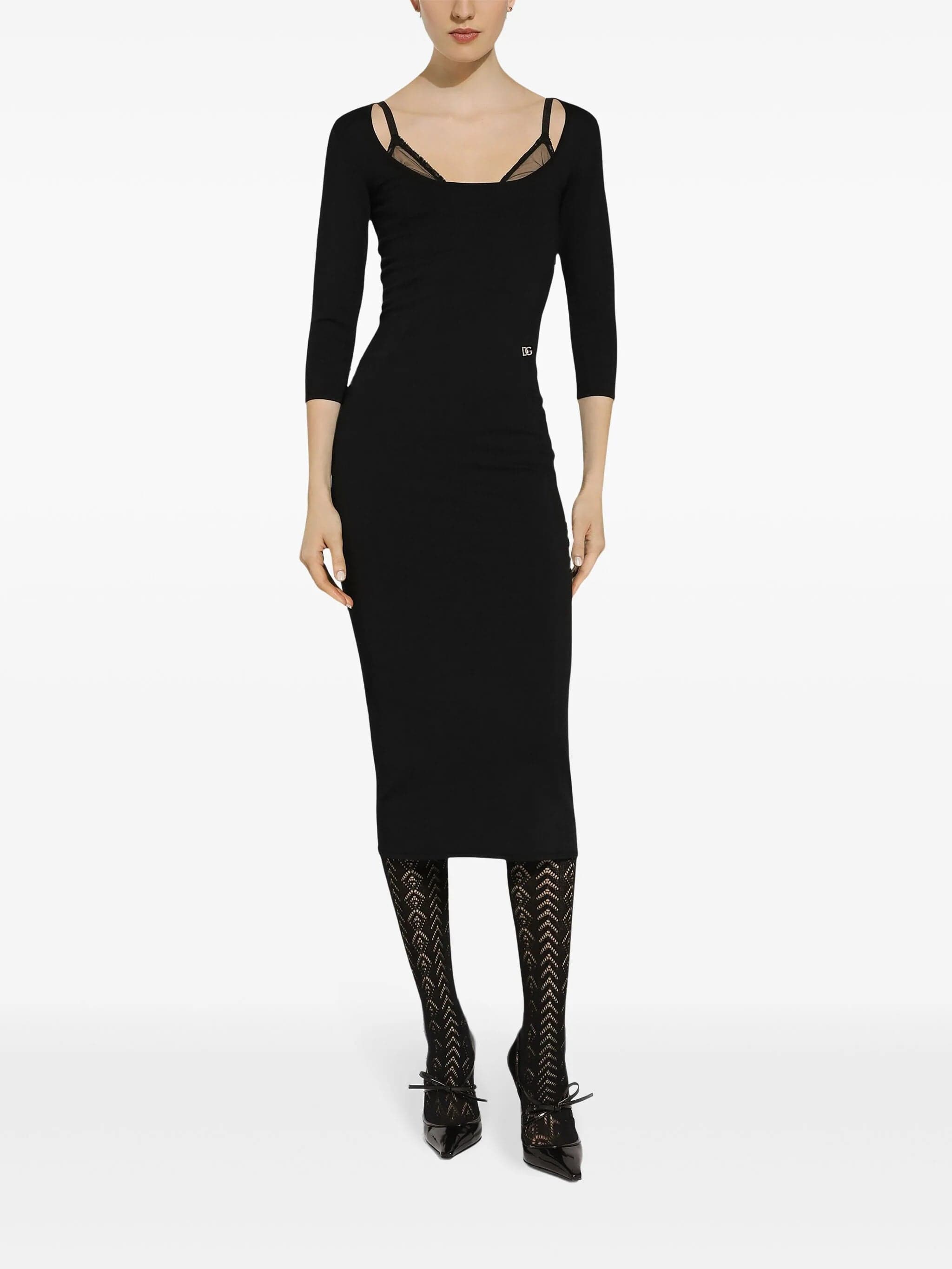 Dolce & Gabbana Logo-Plaque Midi Dress