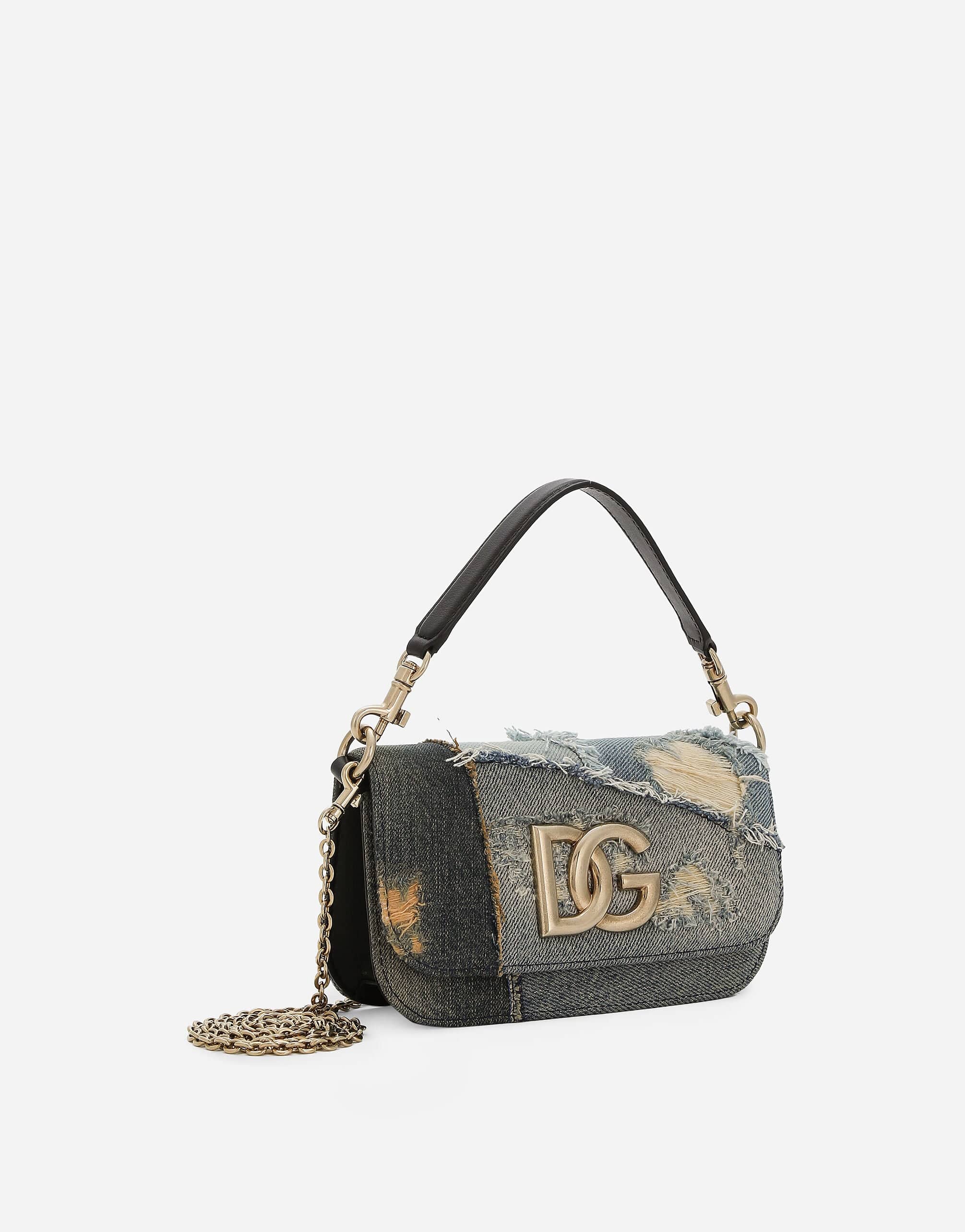 Dolce & Gabbana Logo Plaque Patchwork Denim Crossbody Bag