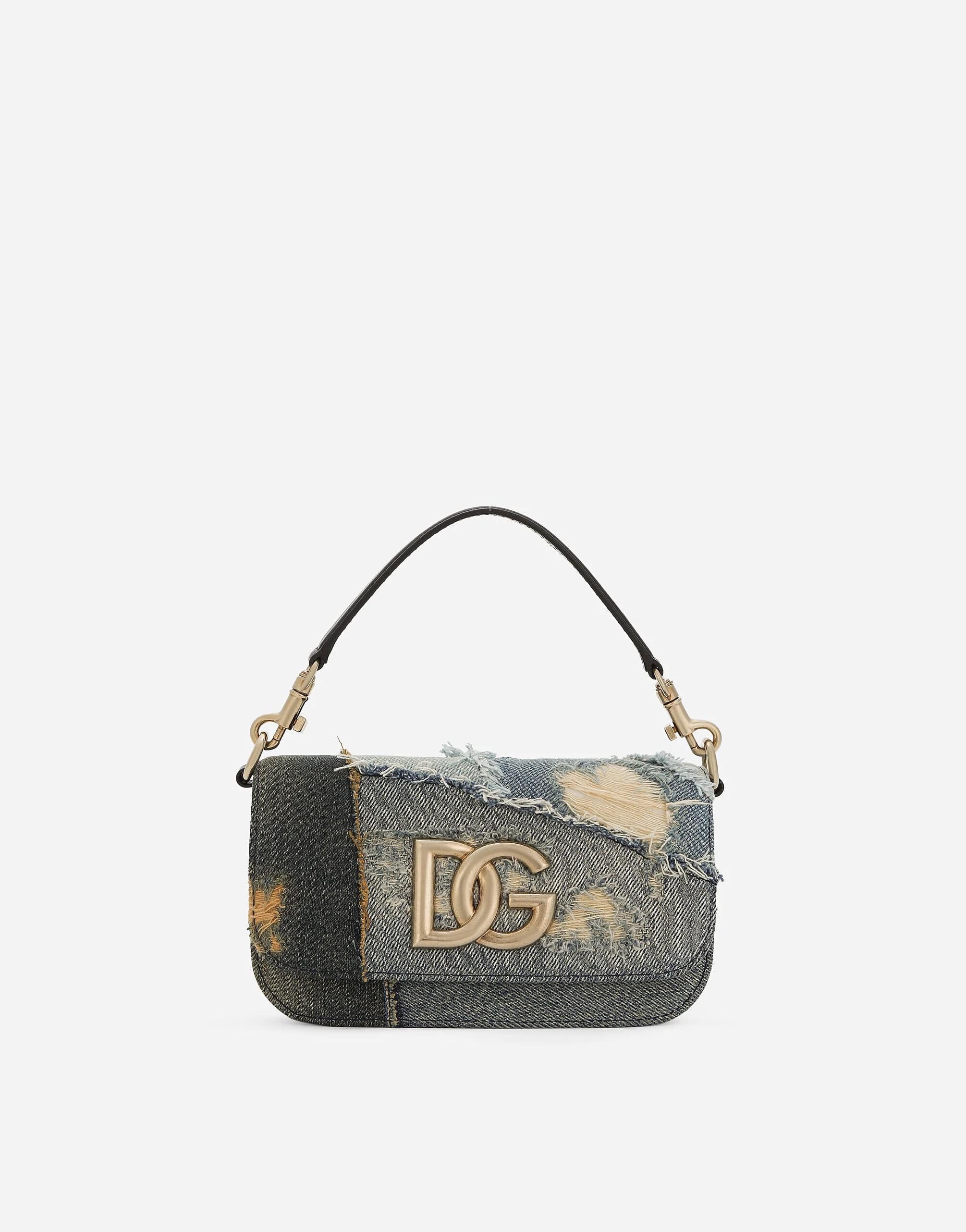 Dolce & Gabbana Logo Plaque Patchwork Denim Crossbody Bag