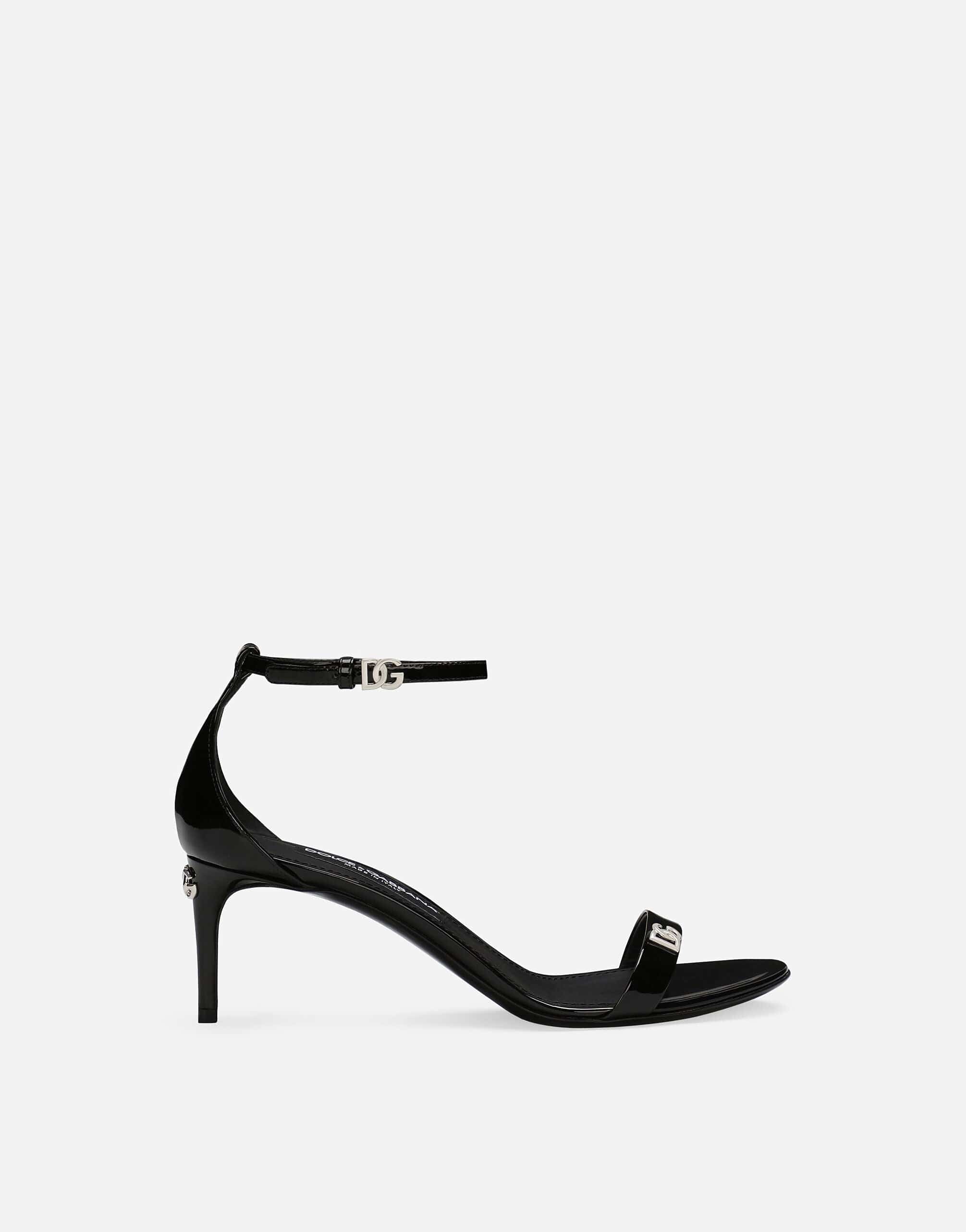 Dolce & Gabbana Logo-Plaque Patent-Leather Sandals