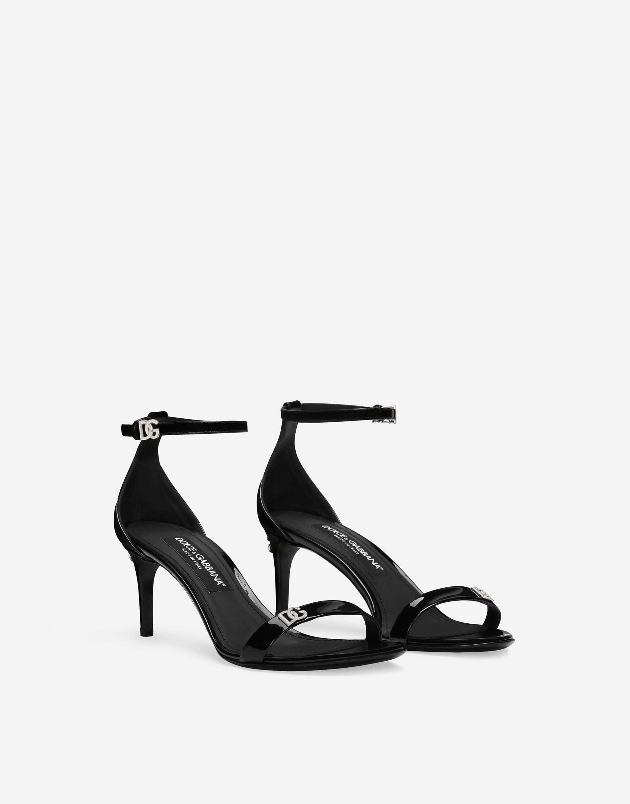 Dolce & Gabbana Logo-Plaque Patent-Leather Sandals