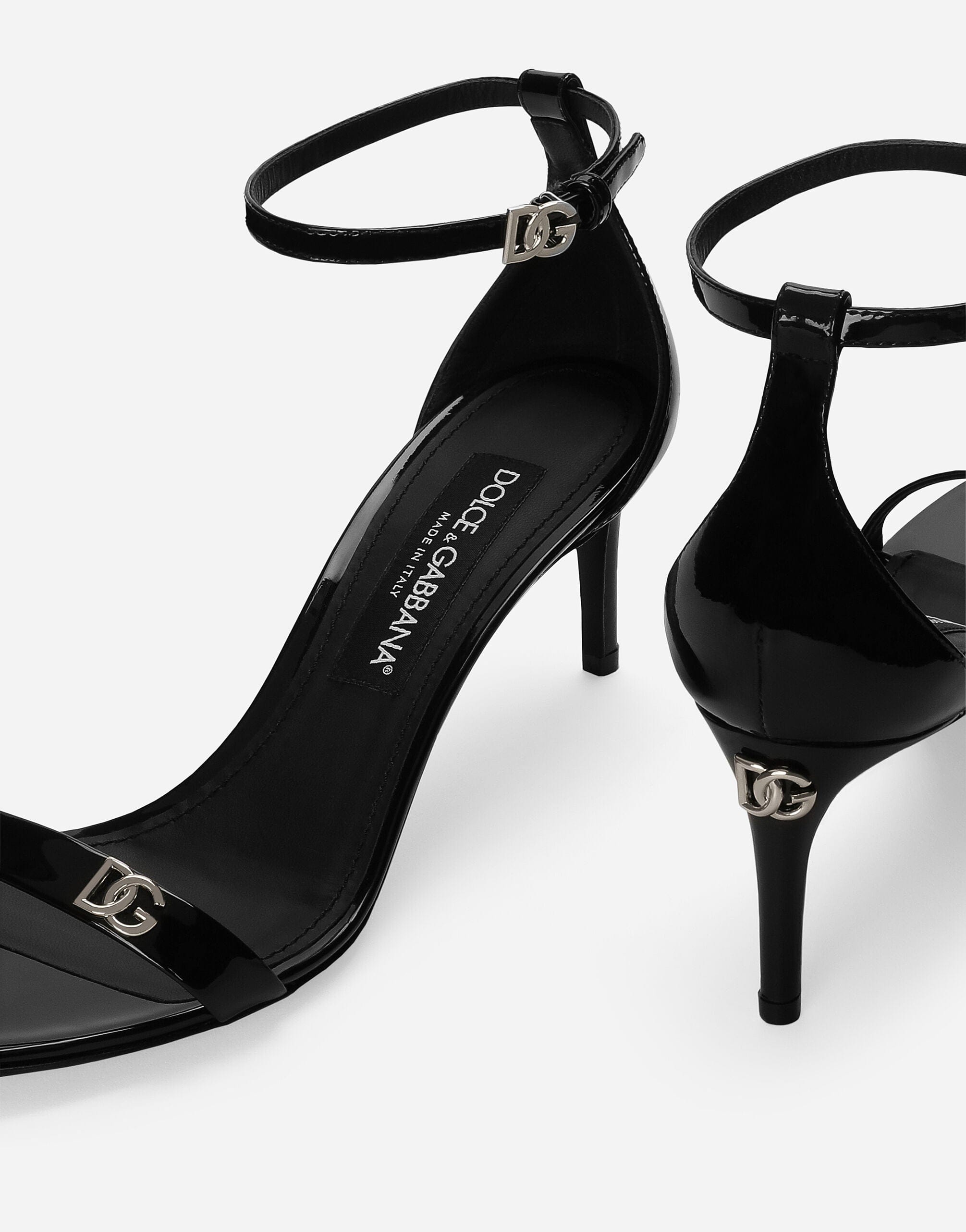 Dolce & Gabbana Logo-Plaque Patent-Leather Sandals