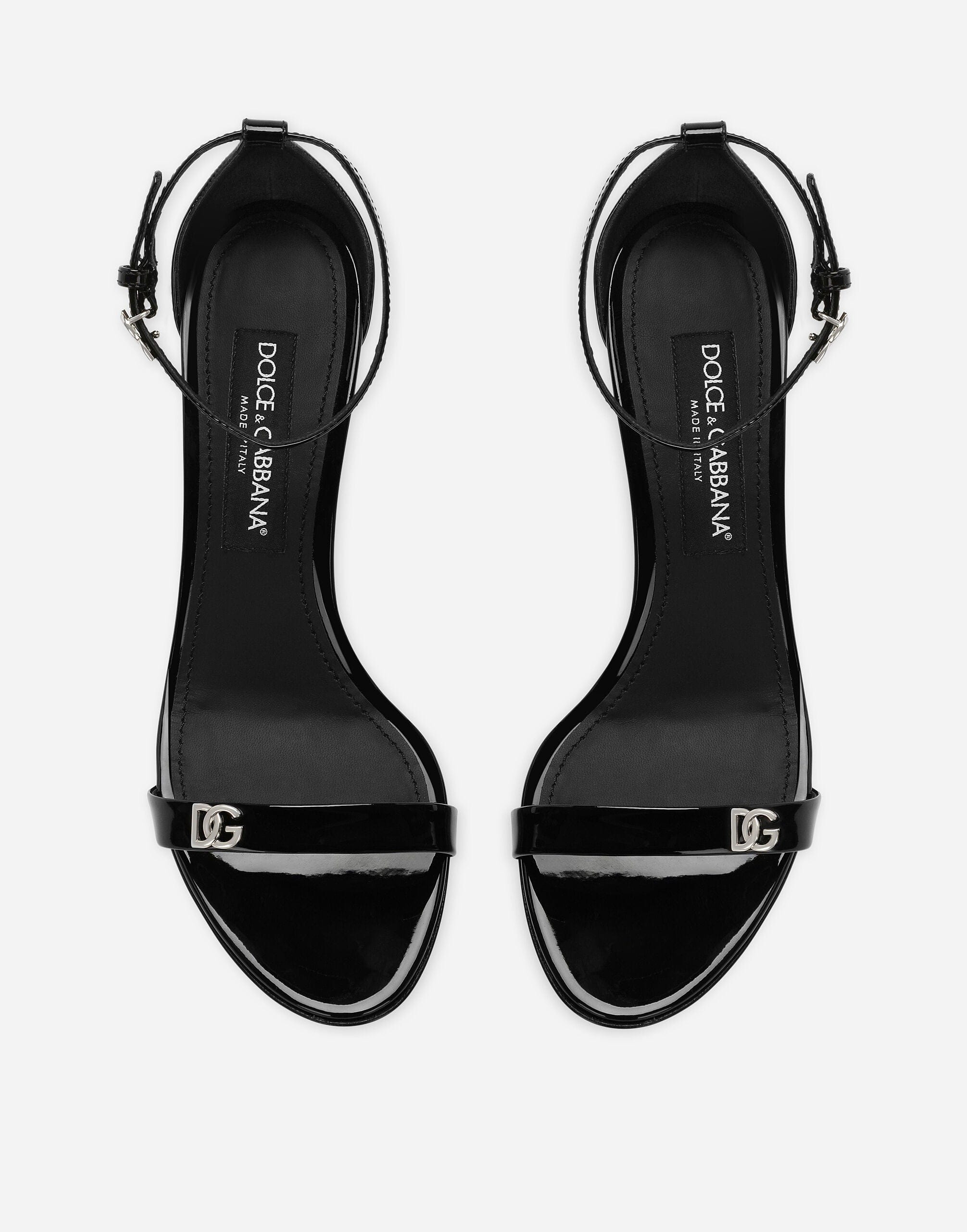 Dolce & Gabbana Logo-Plaque Patent-Leather Sandals