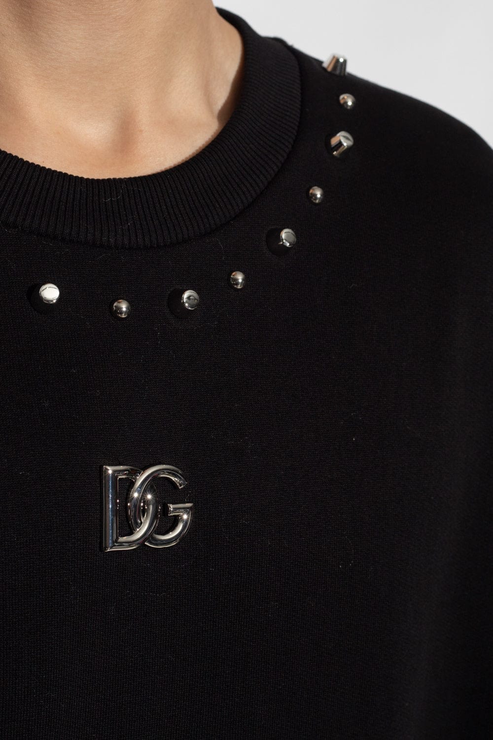 Dolce & Gabbana Logo Plaque Studded Sweatshirt