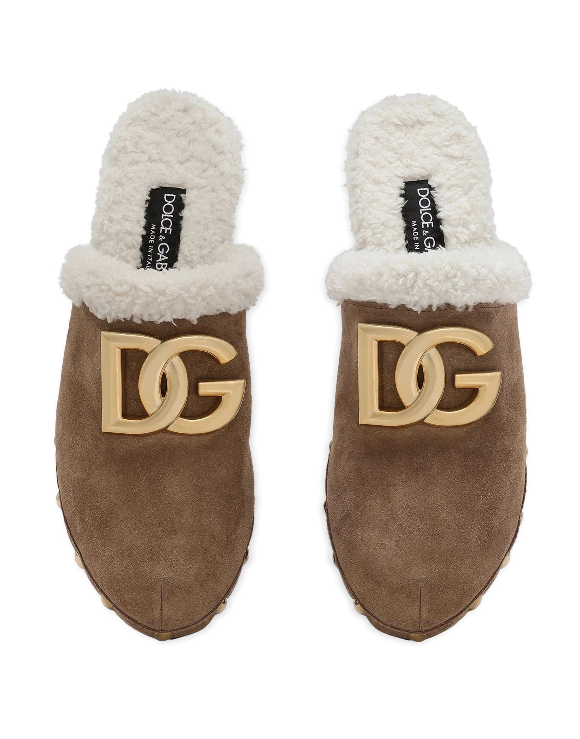 Dolce & Gabbana Logo-Plaque Suede Clogs