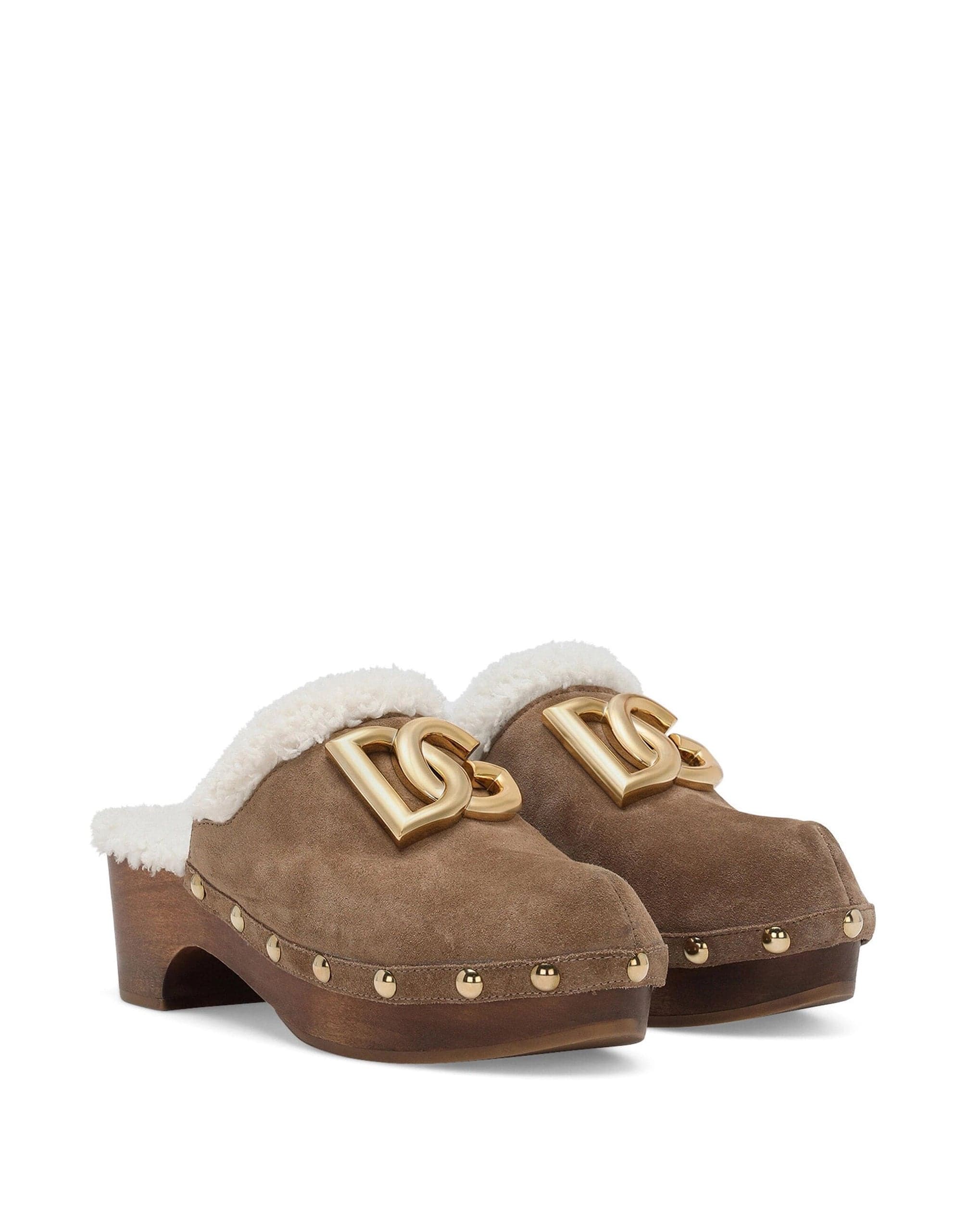 Dolce & Gabbana Logo-Plaque Suede Clogs