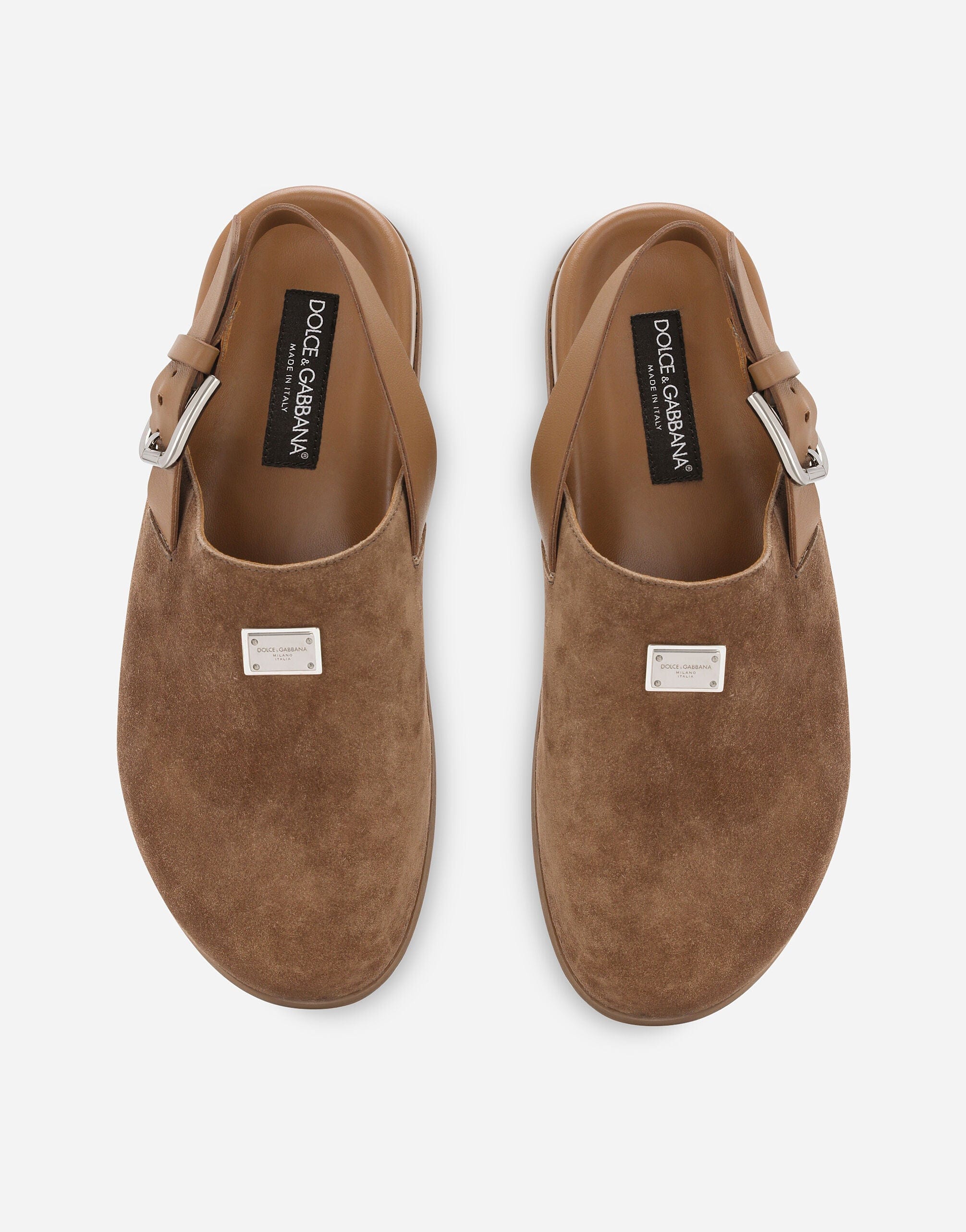 Dolce & Gabbana Logo-Plaque Suede Mules