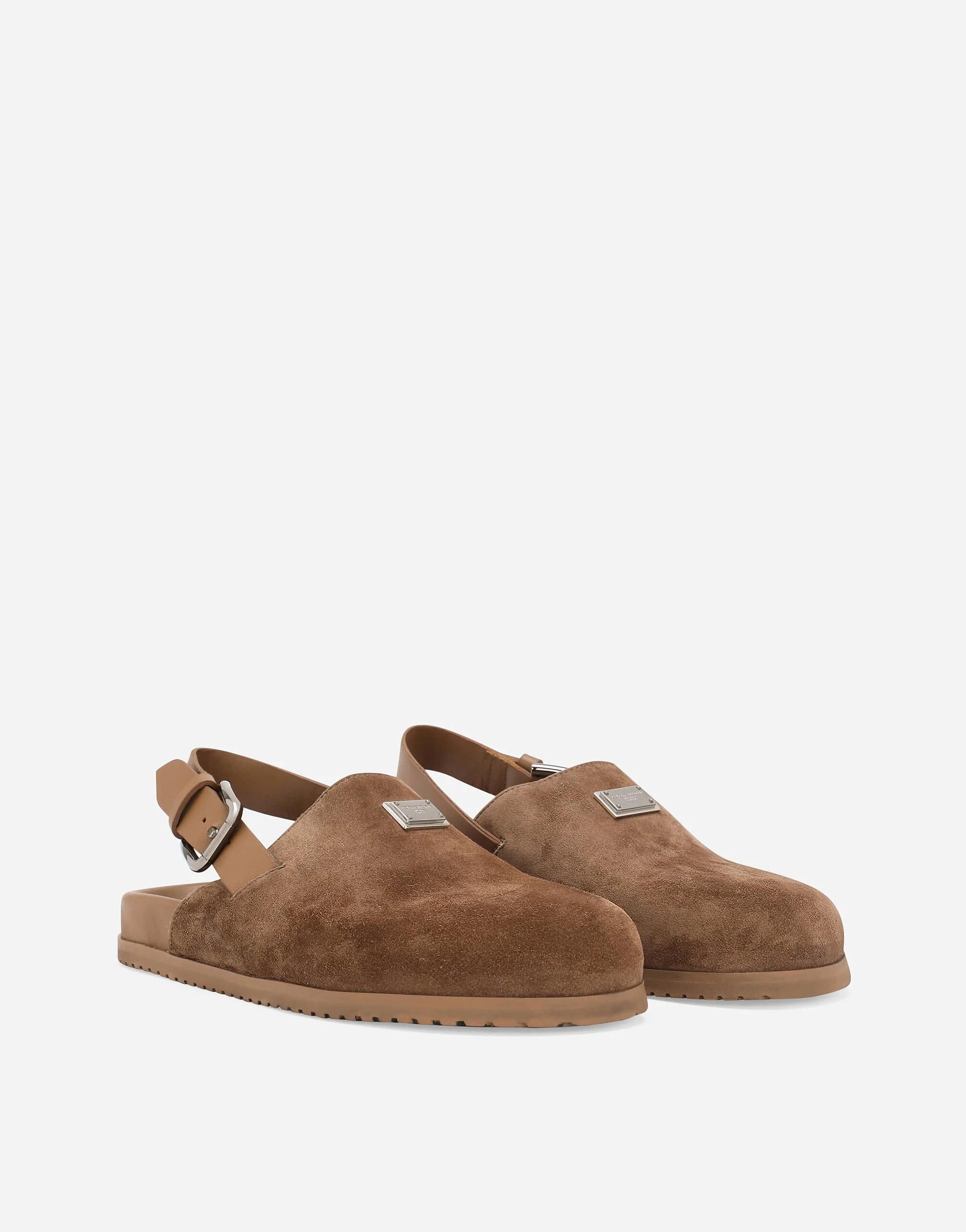 Dolce & Gabbana Logo-Plaque Suede Mules