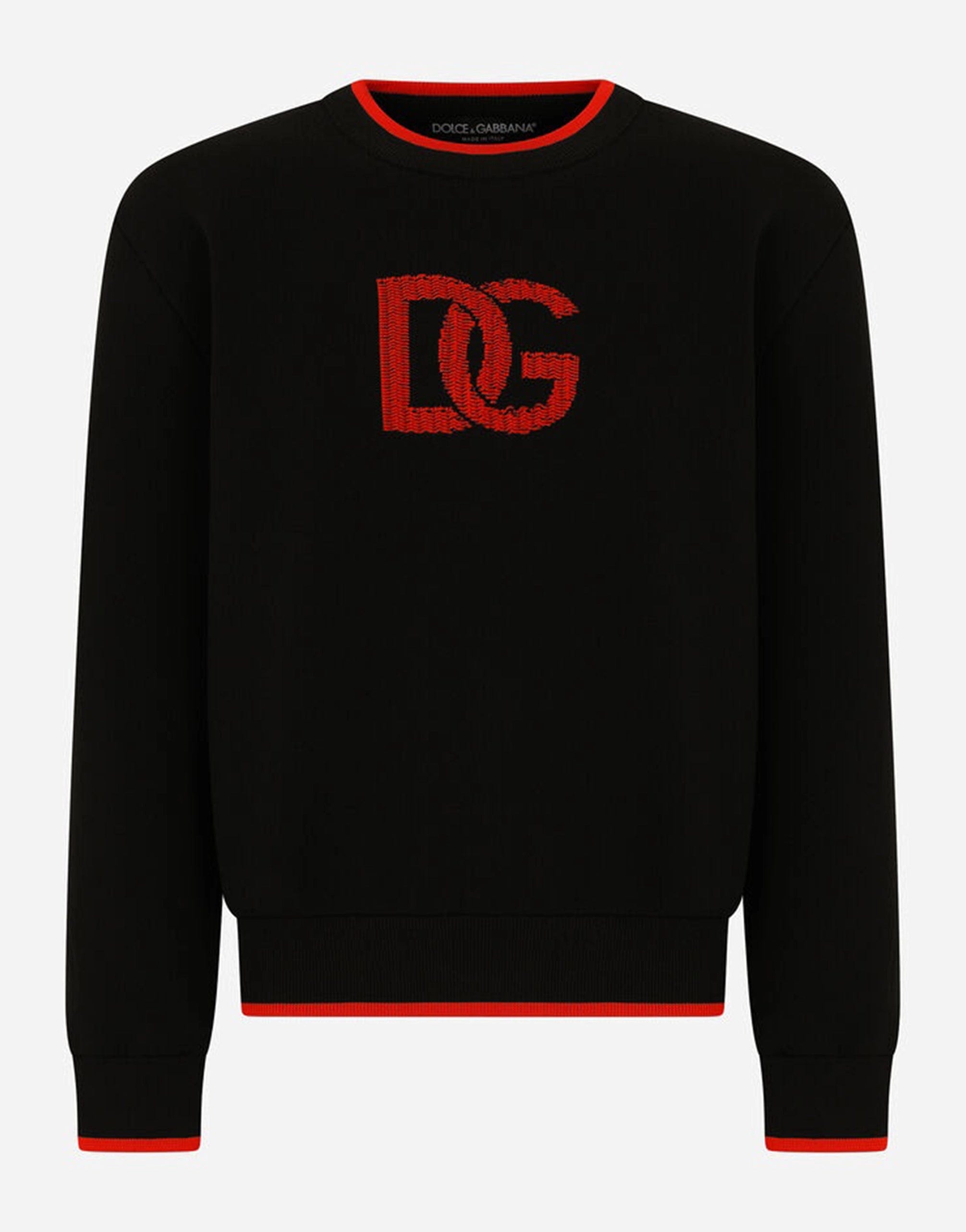 Dolce & Gabbana Logo-Print Contrasting-Trim Sweater