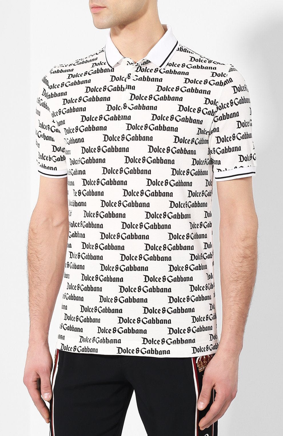Dolce & Gabbana Logo-Print Cotton Polo Shirt | Sendegaro UK