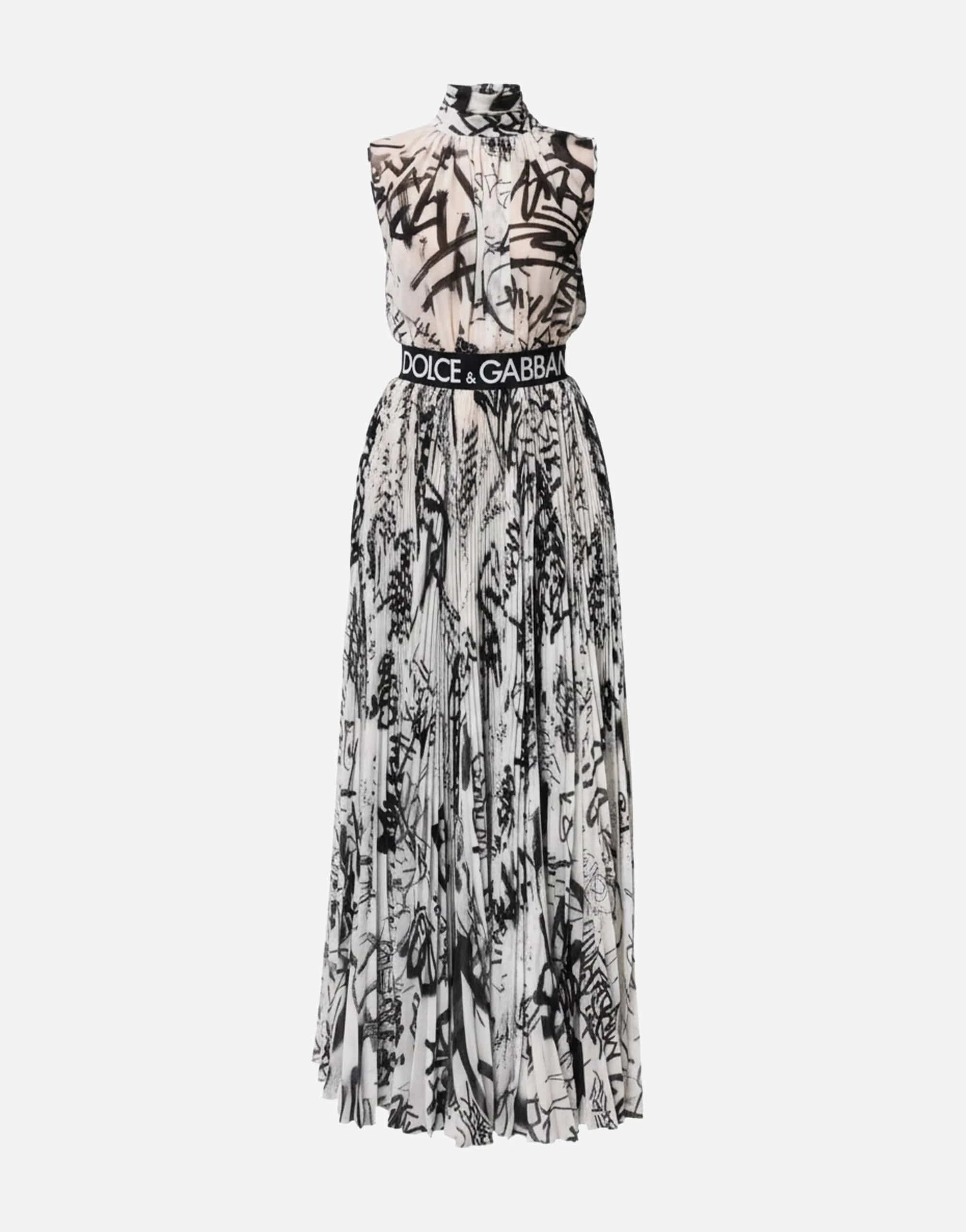 Dolce & Gabbana Logo-Print Roll-Neck Maxi Dress