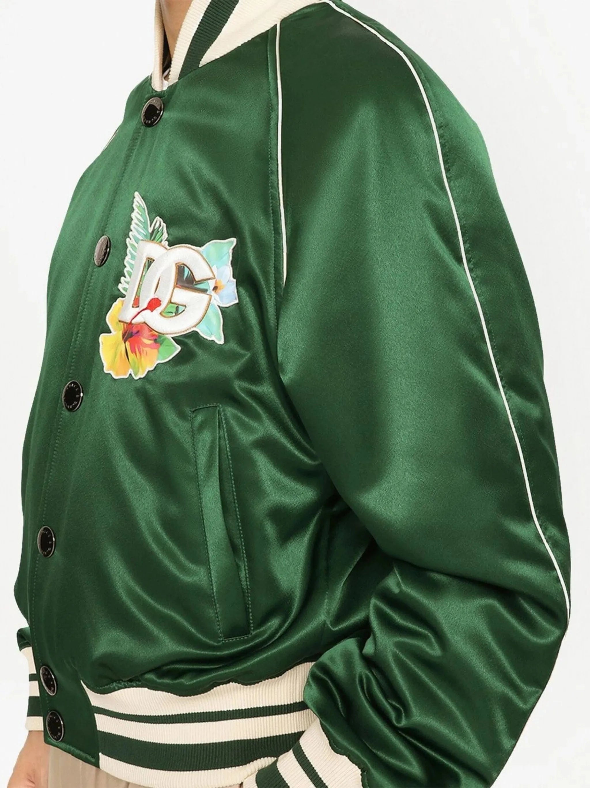 Dolce & Gabbana Logo-Print Satin Bomber Jacket