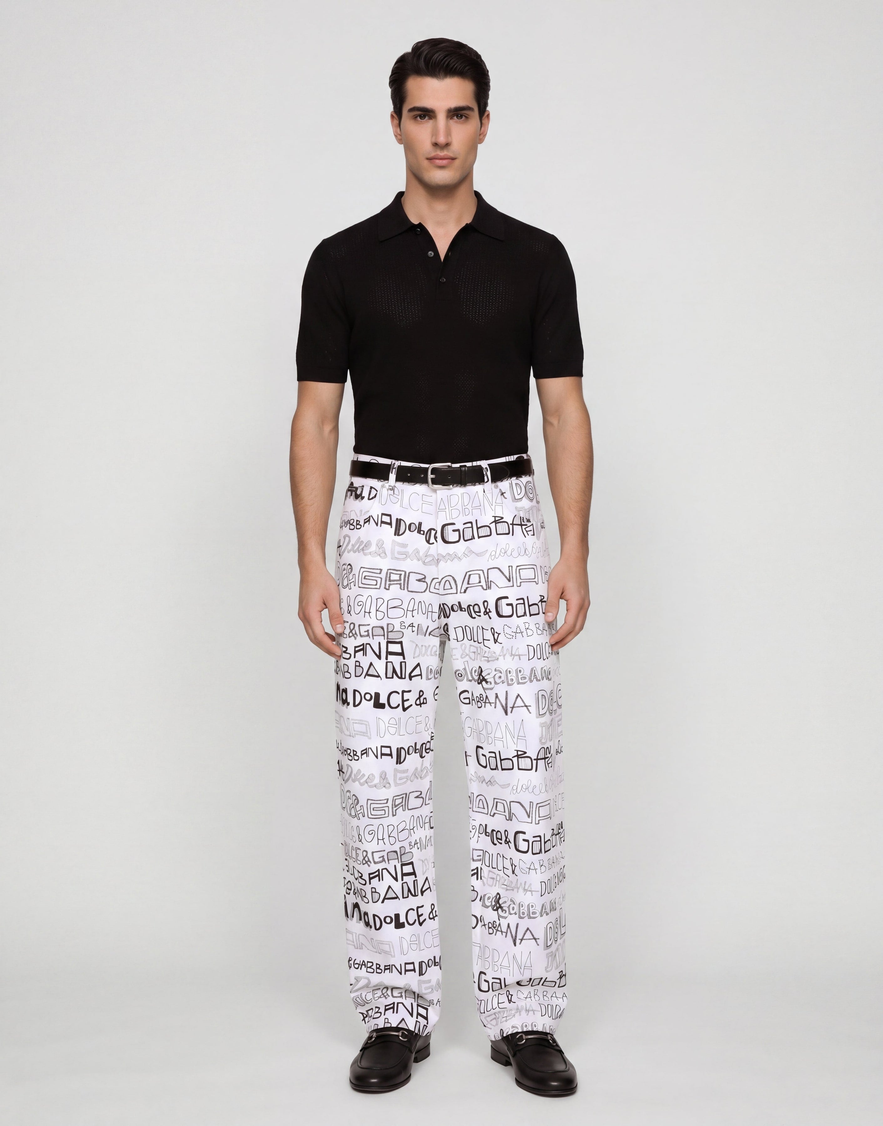 Dolce & Gabbana Logo Print Wide-Leg Trousers - alternate view