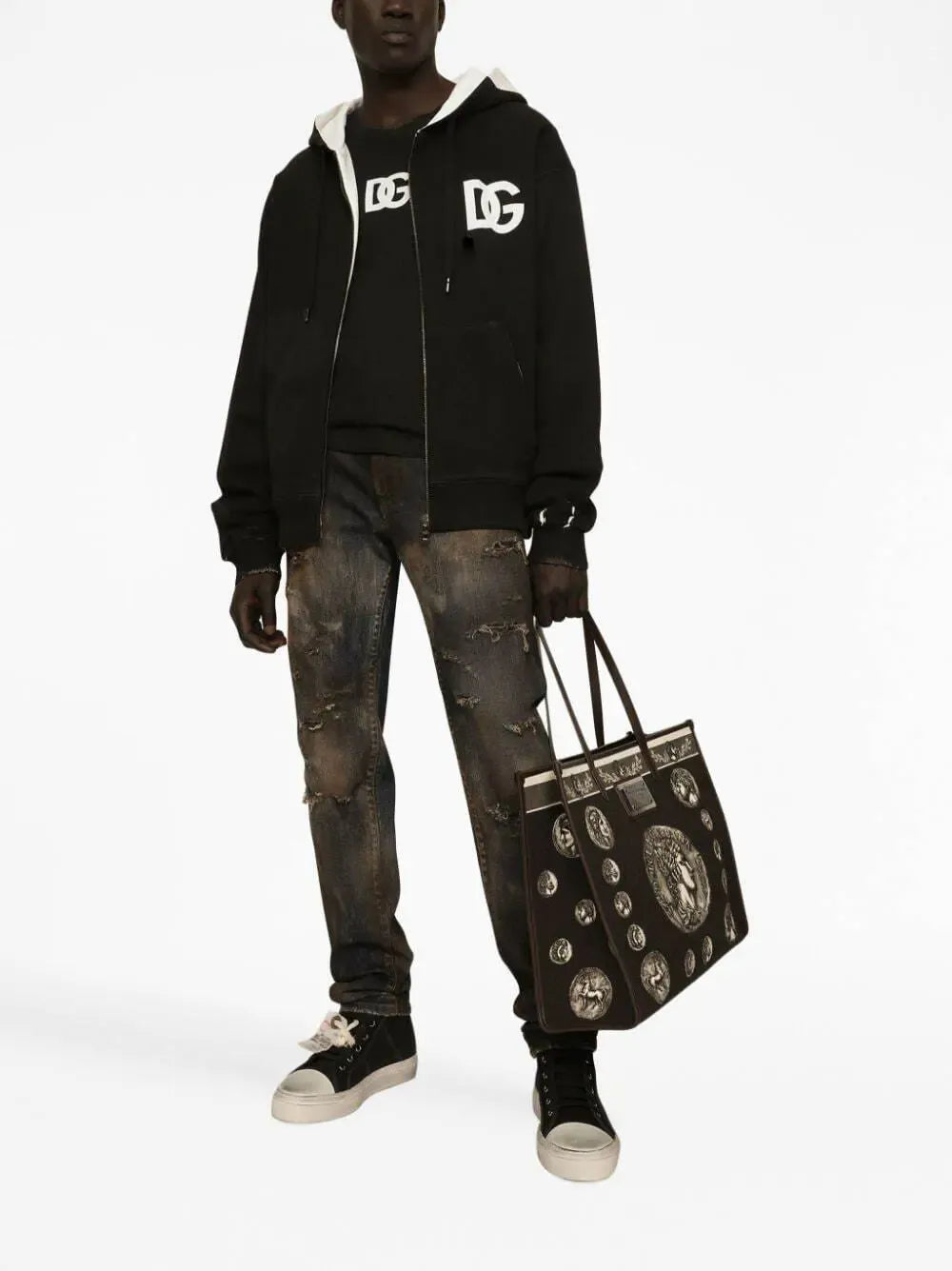 Dolce & Gabbana Logo-Print Zipped Hoodie - alternate view