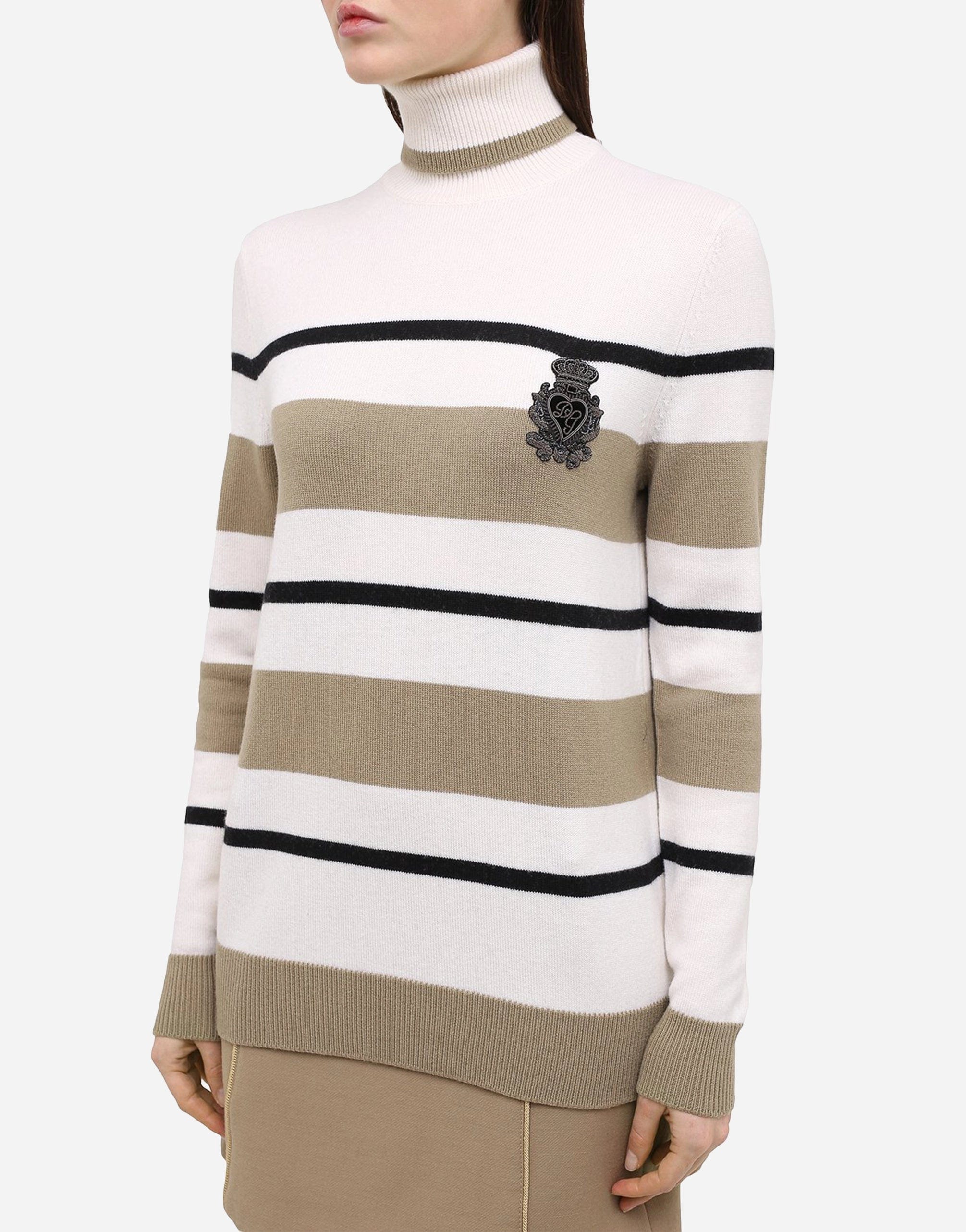 Dolce & Gabbana Logo Sweater With Turtleneck And Stripes