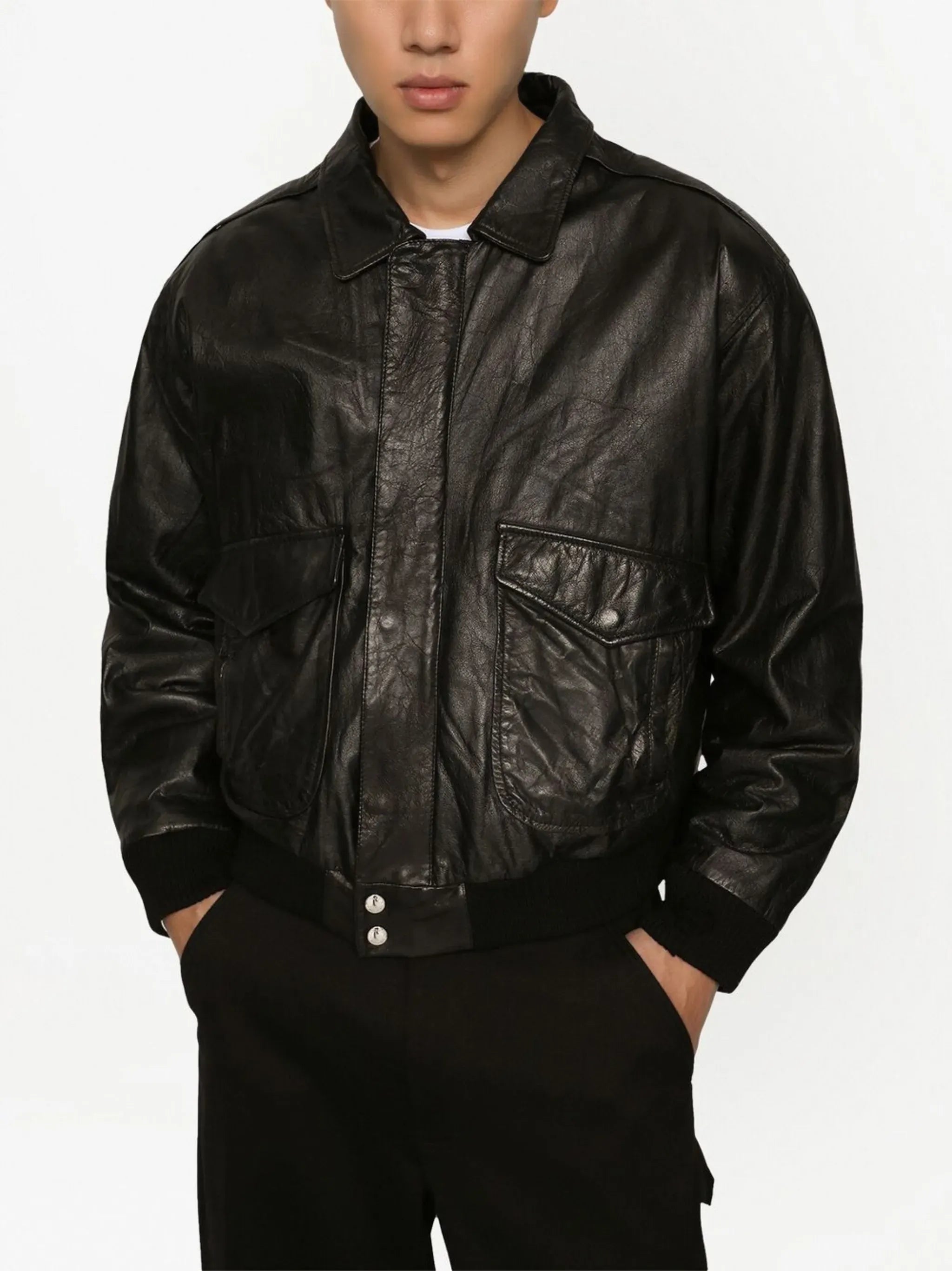 Dolce & Gabbana Dolce & Gabbana Logo-Tag Leather Jacket